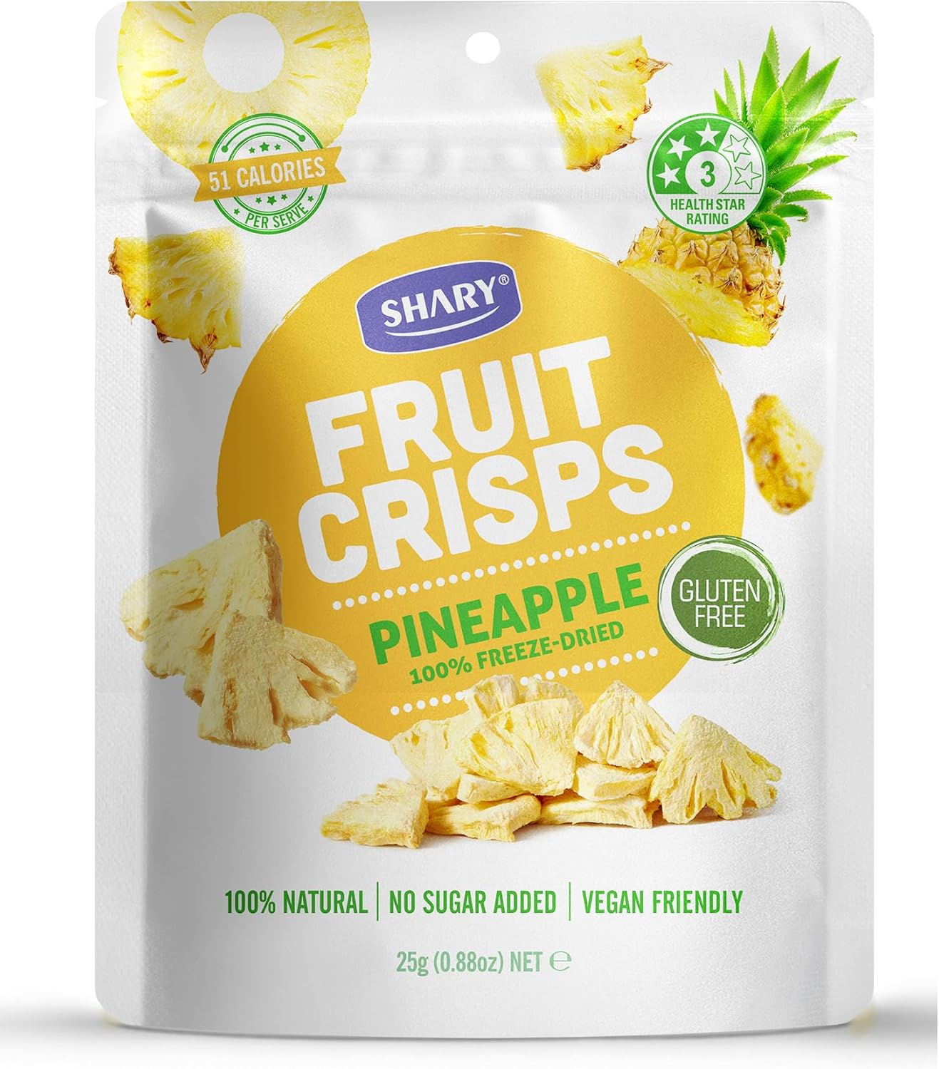 Shary Freeze Dried Pineapple Crisps, 25G &ndash; Healthy Snack, 100% Natural, Vegan, Gluten-Free, No Added Sugar, Crunchy & Delicious image number 6