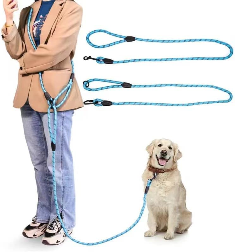 JOPOY Hands Free Dog Leash 9.8Ft Rope Crossbody Dog Leash Reflective for Large Medium Small Dogs Walking, Jogging and Running，Dog Training Leash (Blue, 9.8Ft) image number 1