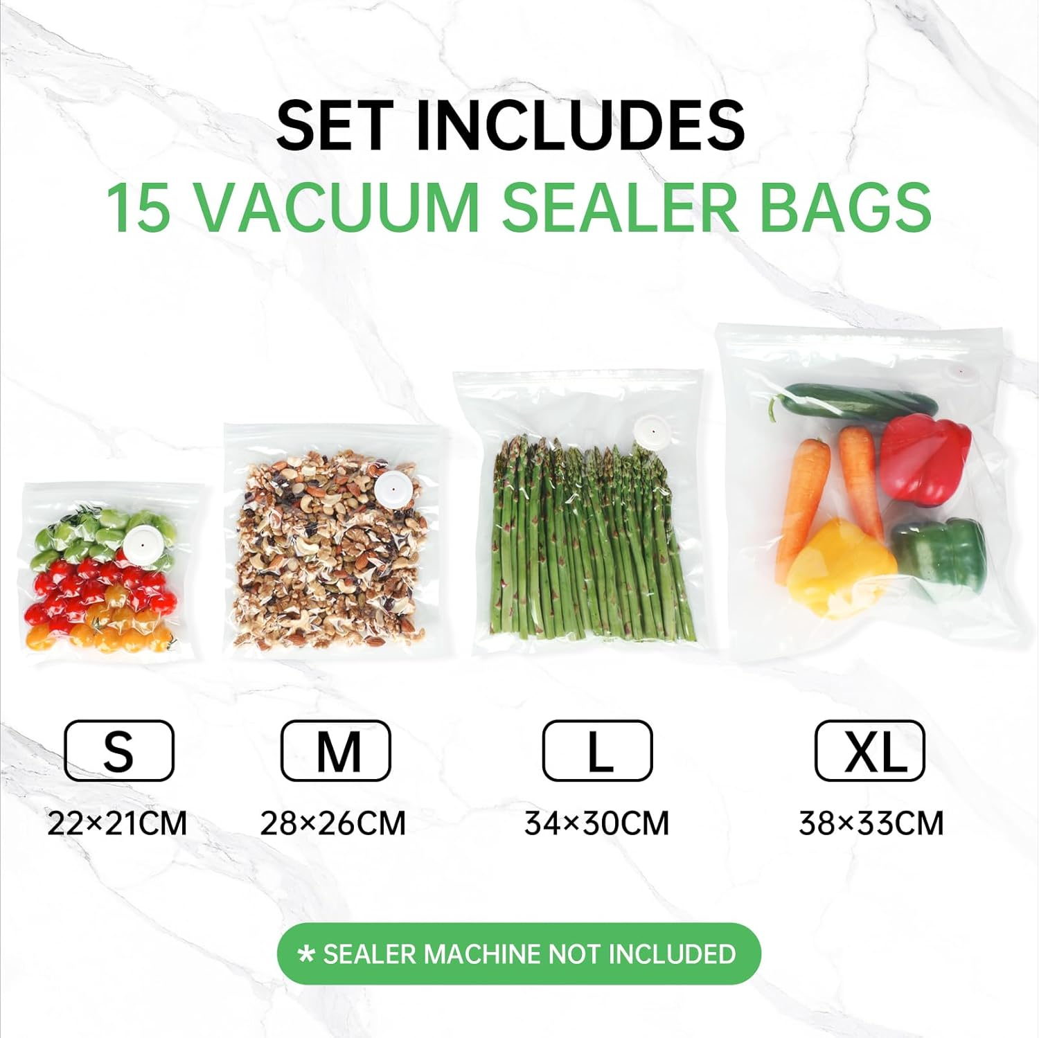 VITRINE Vacuum Sealer Bags for Food Storage, Bpa-Free, Large Size 15 Bags (34 * 30 Cm) image number 3