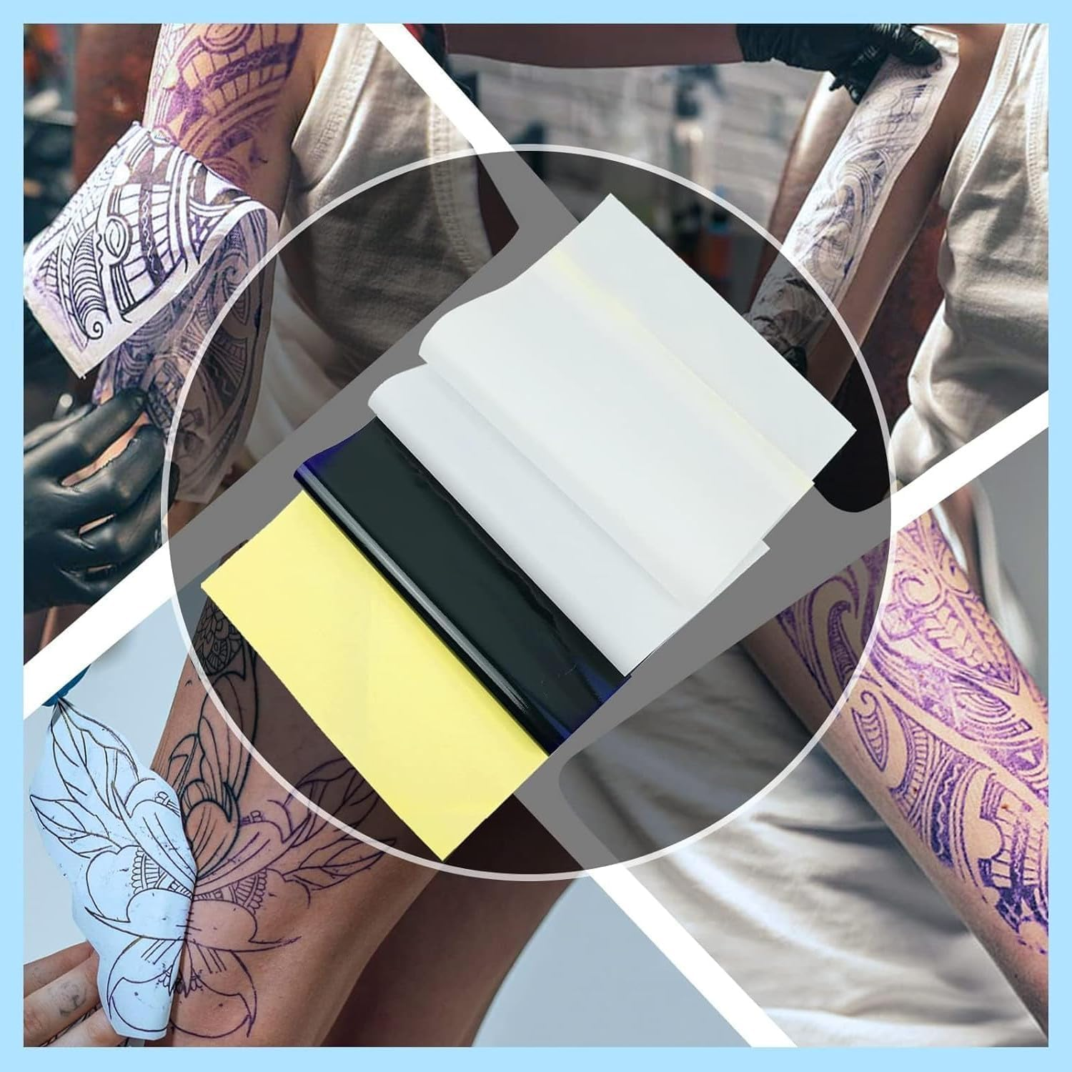 25PCS Sheets of Tattoo Transfer Paper,4 Layers of Advanced Thermal Stencil Paper 100 Sheets of Tattoo Stencil Paper,Diy Tattoo Transfer Paper, Tattoo Supplies,A4 Size image number 3