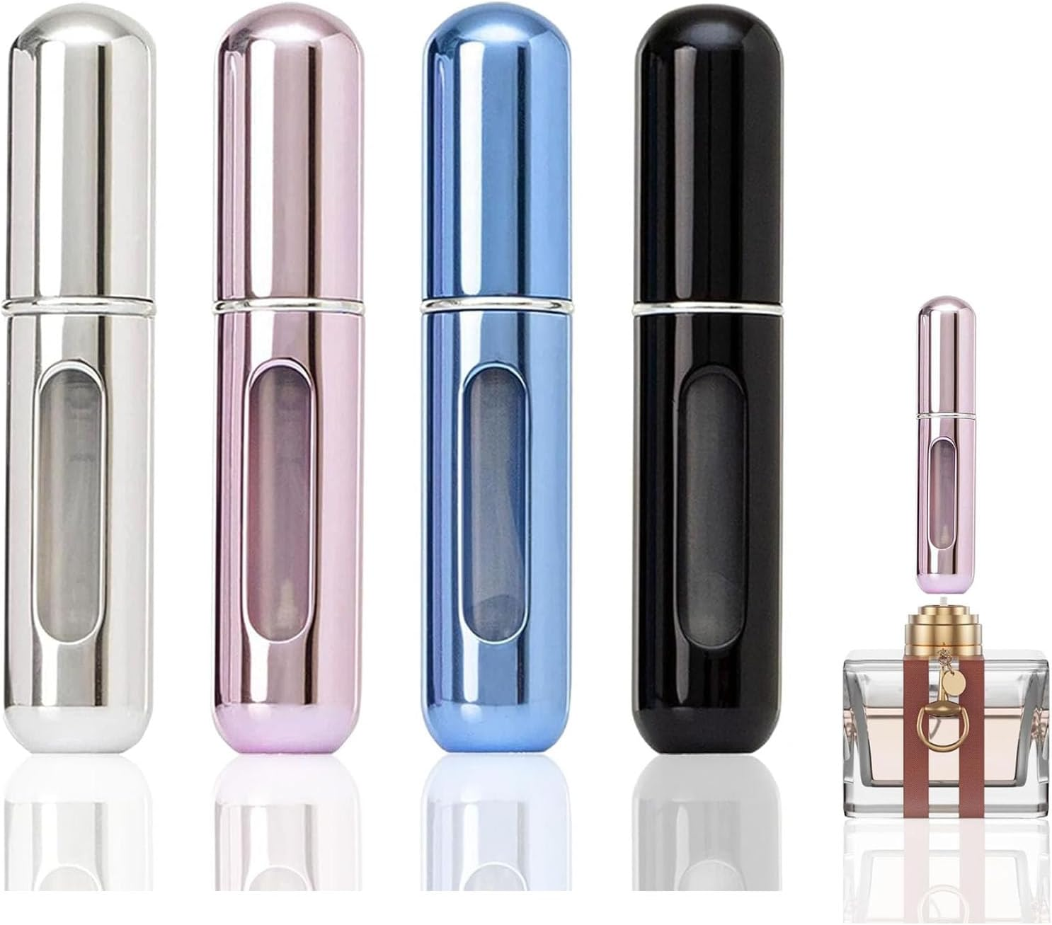 4 Pcs Pack of 5Ml Portable Mini Refillable Perfume Atomizer Bottle - Travel Size Perfume Travel Bottle, Scent Pump Case for On-The-Go Use image number 3