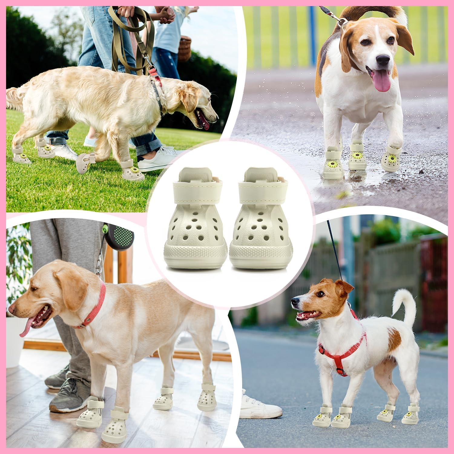 Slowton Dog Shoes for Hot Pavement, Non-Slip Summer Dog Booties for Small Medium Large Dogs, Waterproof Breathable Paw Protectors Reflective Stripes Easy on & off Easy-Clean for Summer Beach Outdoor image number 3