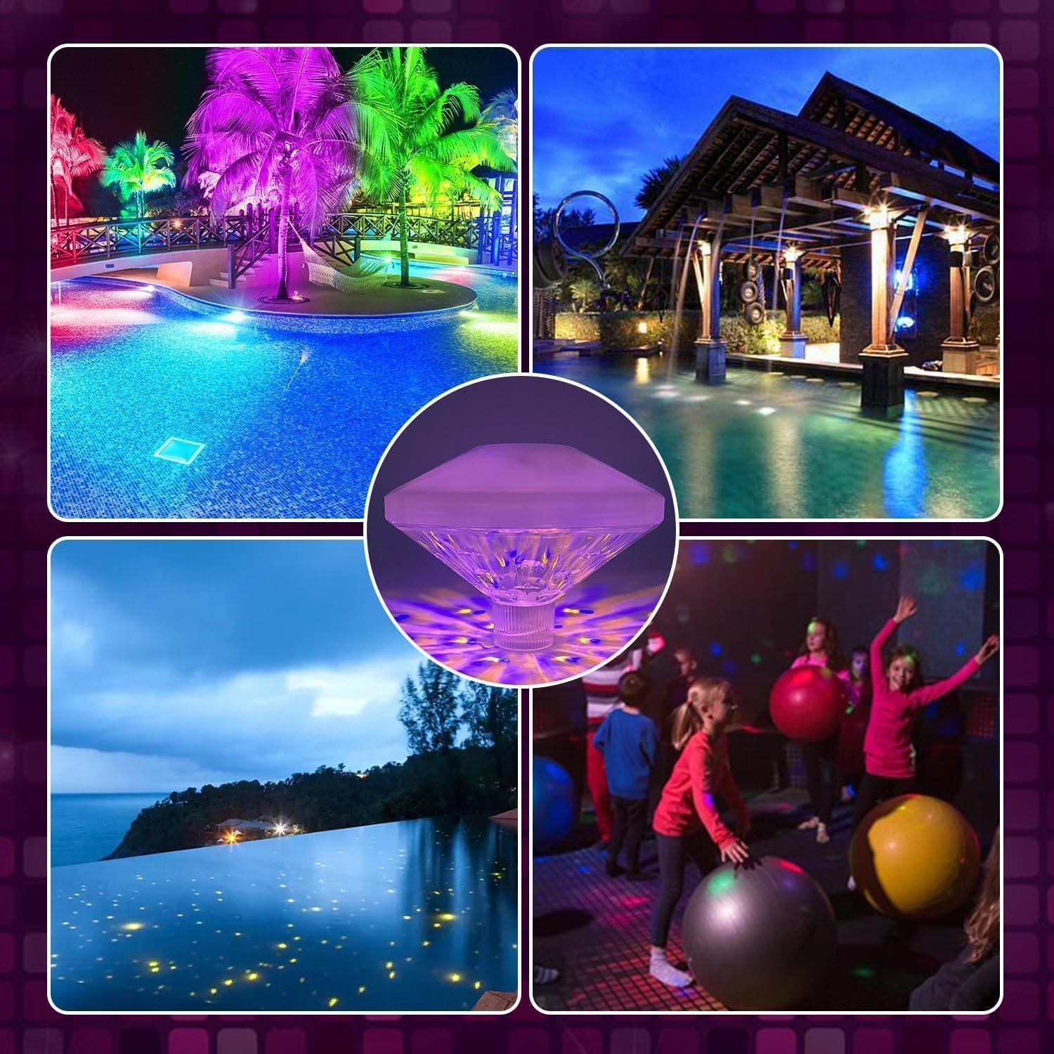 Floating Pool Lights, LED Color Changing with 8 Modes, IP67 Waterproof Underwater Lights image number 6