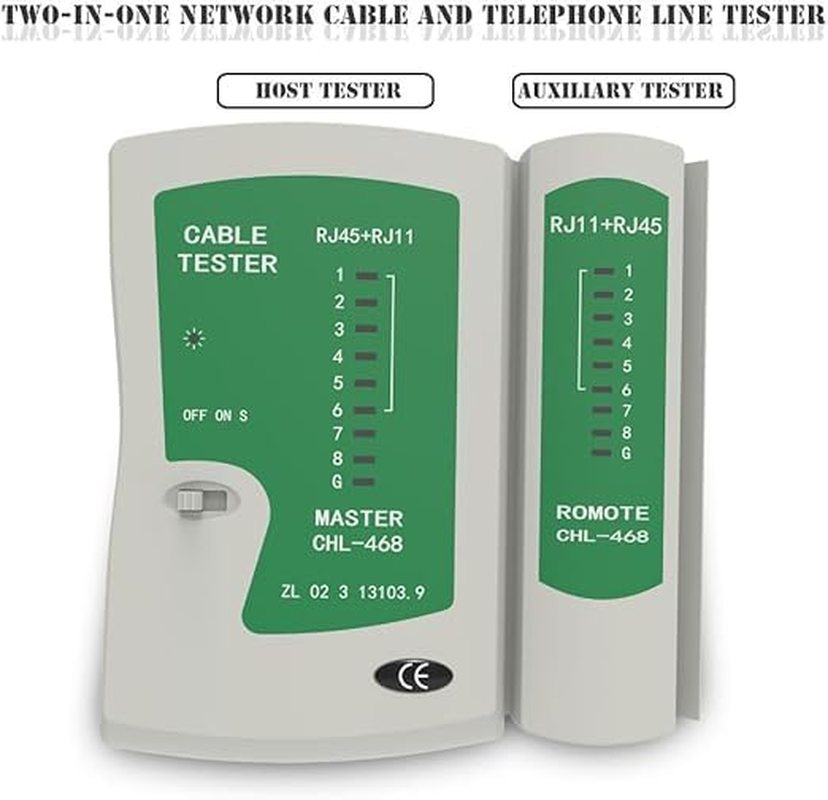 RJ45 RJ11 Cat5 Cat6 LAN Cable Tester Handheld Network Cable Tester Wire Telephone Line Tool for LAN RJ45 Cat7 Utp/Shielded Cable and RJ11 RJ12 (Deep Green) - Light Green image number 6