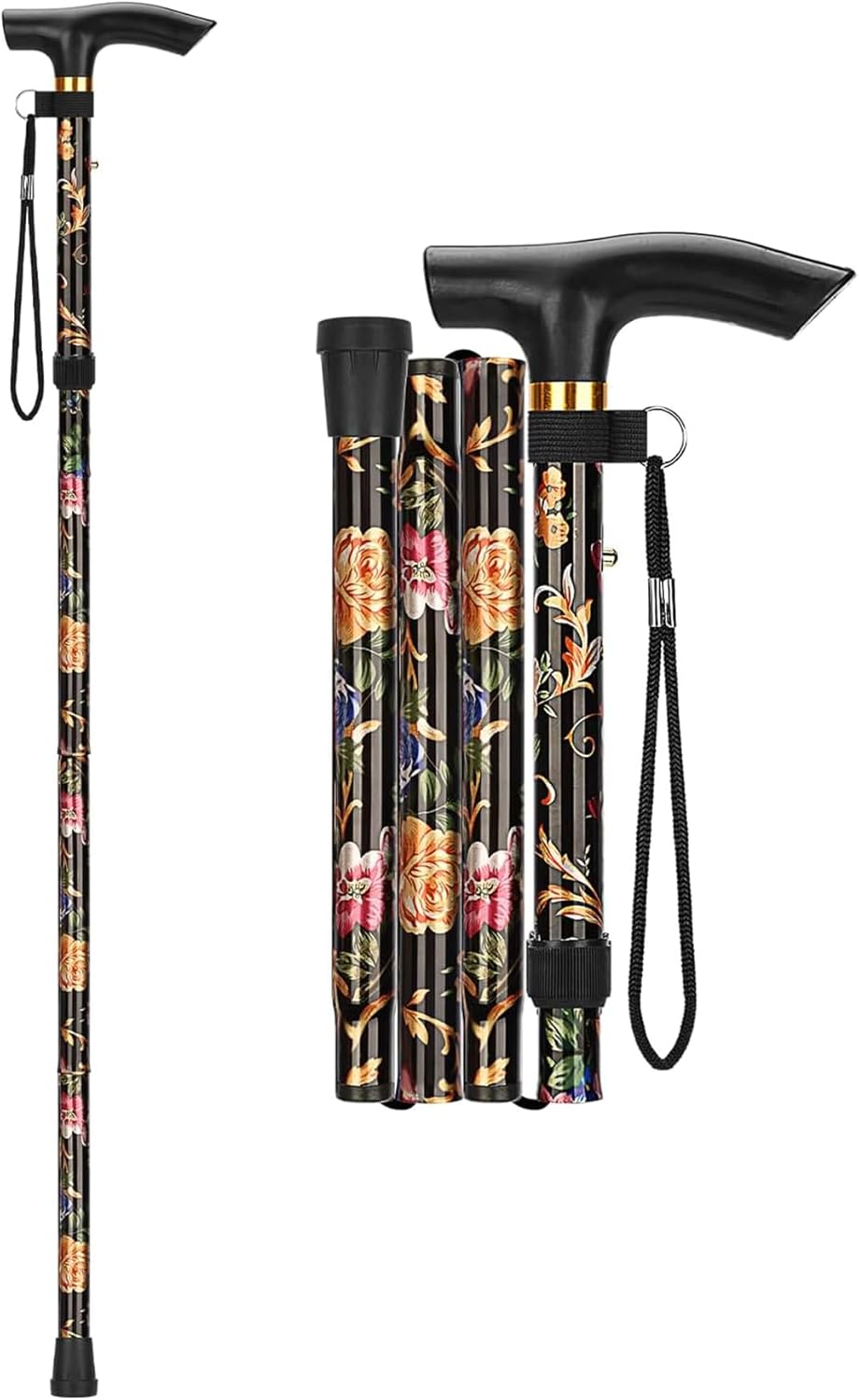 Foldable Walking Cane for Seniors, Walking Stick for Men & Women-Premium Collapsible Cane- Pocket Cane Lightweight Adjustable