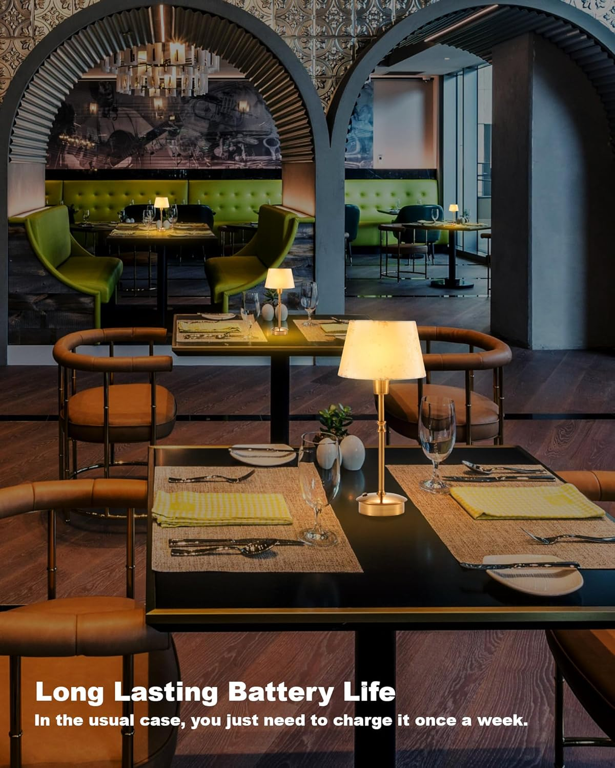 UMEXUS Cordless Table Lamp with Dimmer, 5200Mah Rechargeable Battery Operated Lamps for Restaurant Dinner Table, Small Portable Touch Bedside Light for Living Room Kitchen Dining Room Patio Home Decor image number 2