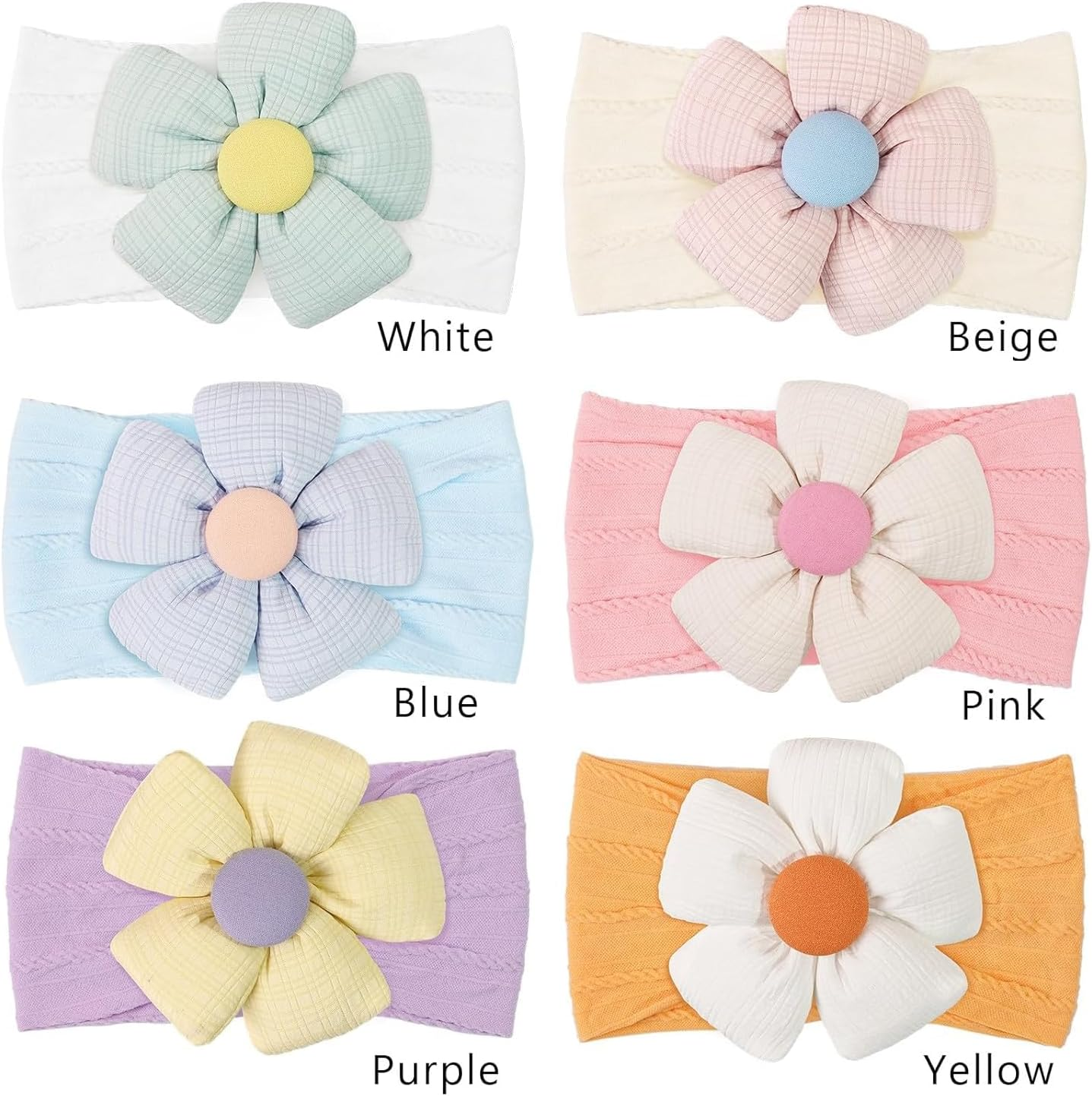 Baby Flower Headbands Baby Girls Flower Bows Nylon Head Wear Hair Accessories for Newborn Infant Toddlers image number 4
