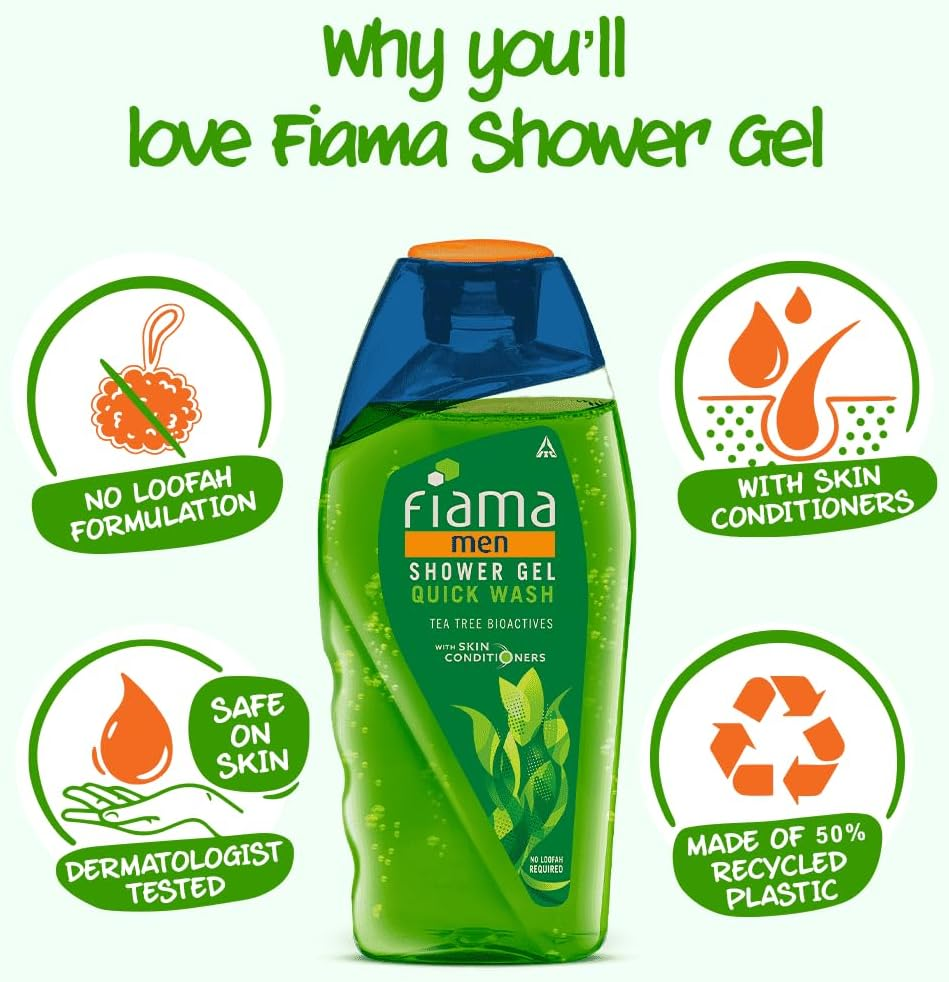 Fiama Men Shower Gel Quick Wash, Body Wash with Skin Conditioners for Moisturised Skin, 250 Ml Bottle image number 1