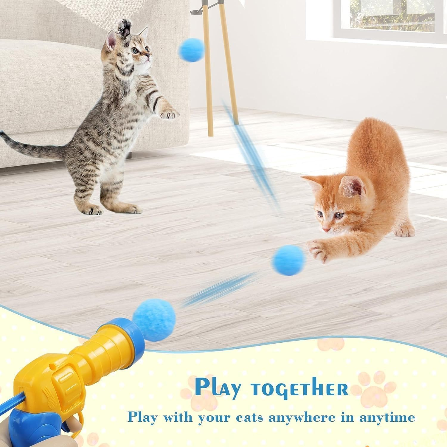 SXFENG Cat Toy, Interactive Cat Toy, Cat Toy Balls with Cat Toy Launcher, Cat Toy for Cats and Kittens, Toy for Indoor Pets, Cats, Dogs (50 Balls) image number 3