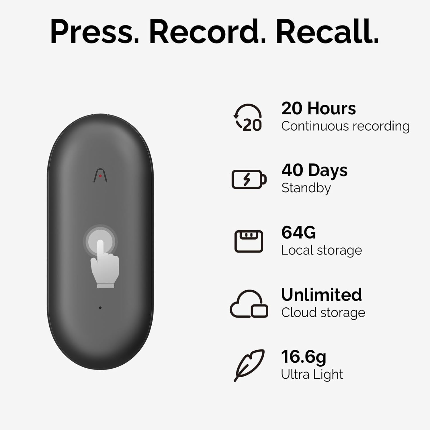 AI Voice Recorder, PLAUD Notepin Voice Recorder, App Control, AI Notetaker, AI Transcribe & Summarize Support 112 Languages, 64GB Memory, Audio Recorder for Lectures, Meetings, Gray image number 1