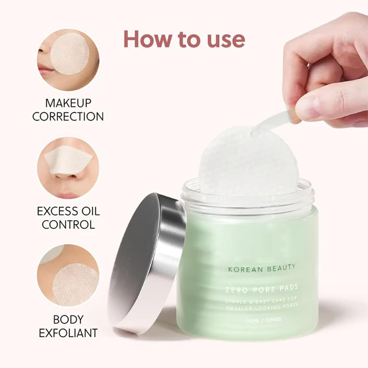 Zero Pore Pads, Korean Beauty Pore Pads, Deep Cleansing & Pore Minimizing, Dual-Textured Exfoliating Facial Pad to Smooths Skin Texture & Brightens Skin (1Pcs) image number 1