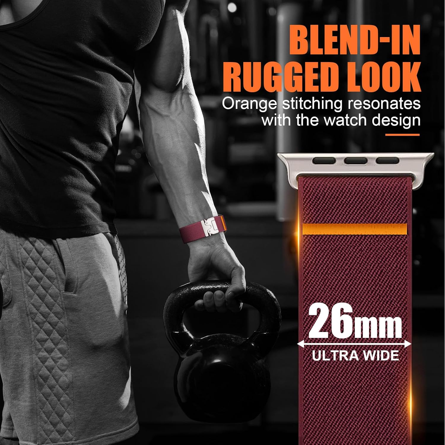 Stretchy for Apple Watch Band Ultra/2 49Mm 46Mm 45Mm 44Mm 42Mm Men/Women,Parachute Buckle Elastic Nylon Solo Loop Sport Strap Wristband for Apple Watch Series 10 9 8 7 6 5 4 3 SE/2 image number 3