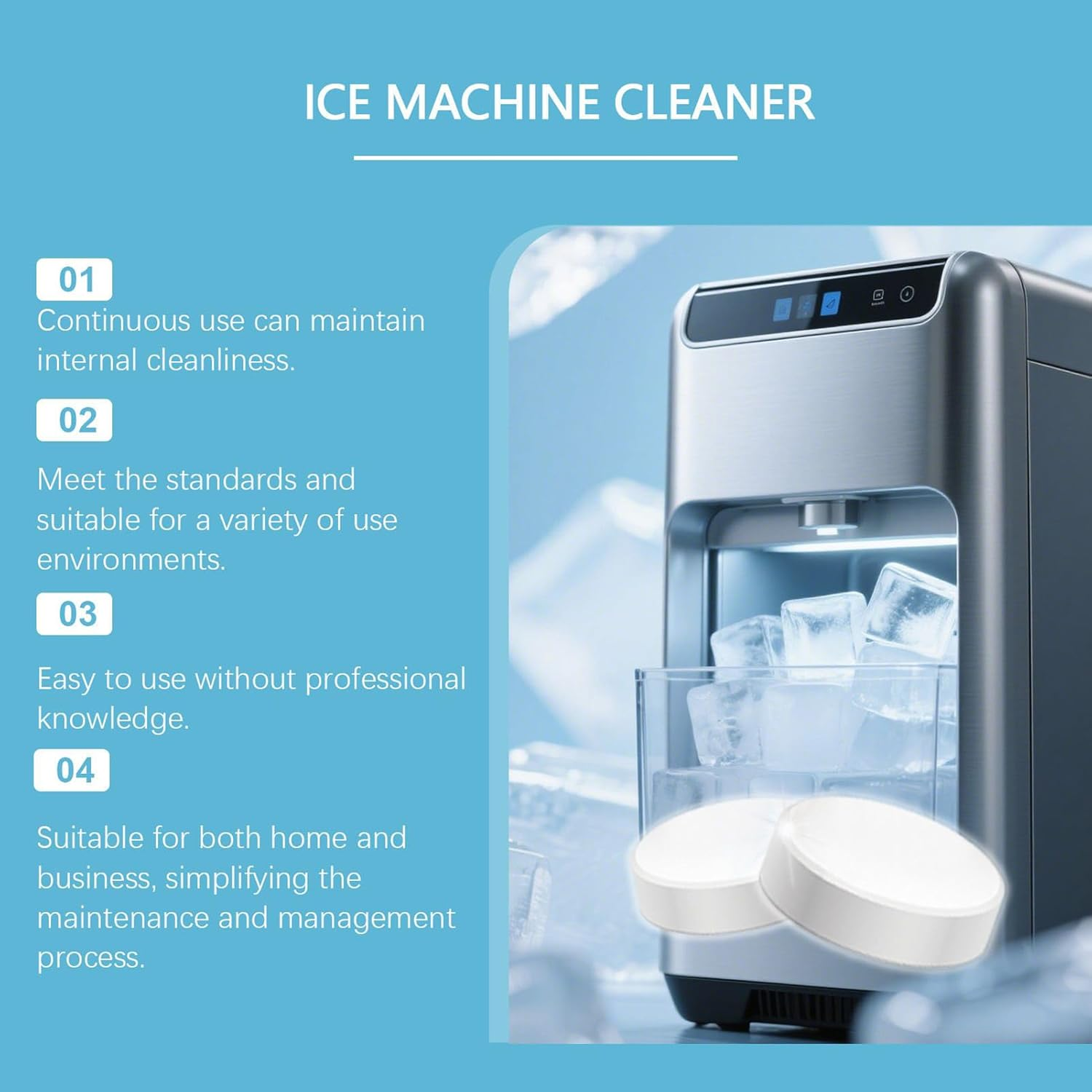 Ice Maker Cleaner - 12 Piece Ice Maker Cleaner Scale Remover,Descaling Tablets for Washing Remove Odor Elimination Icemaker Cooler Coffee Appliance Cleaning Supplies image number 2