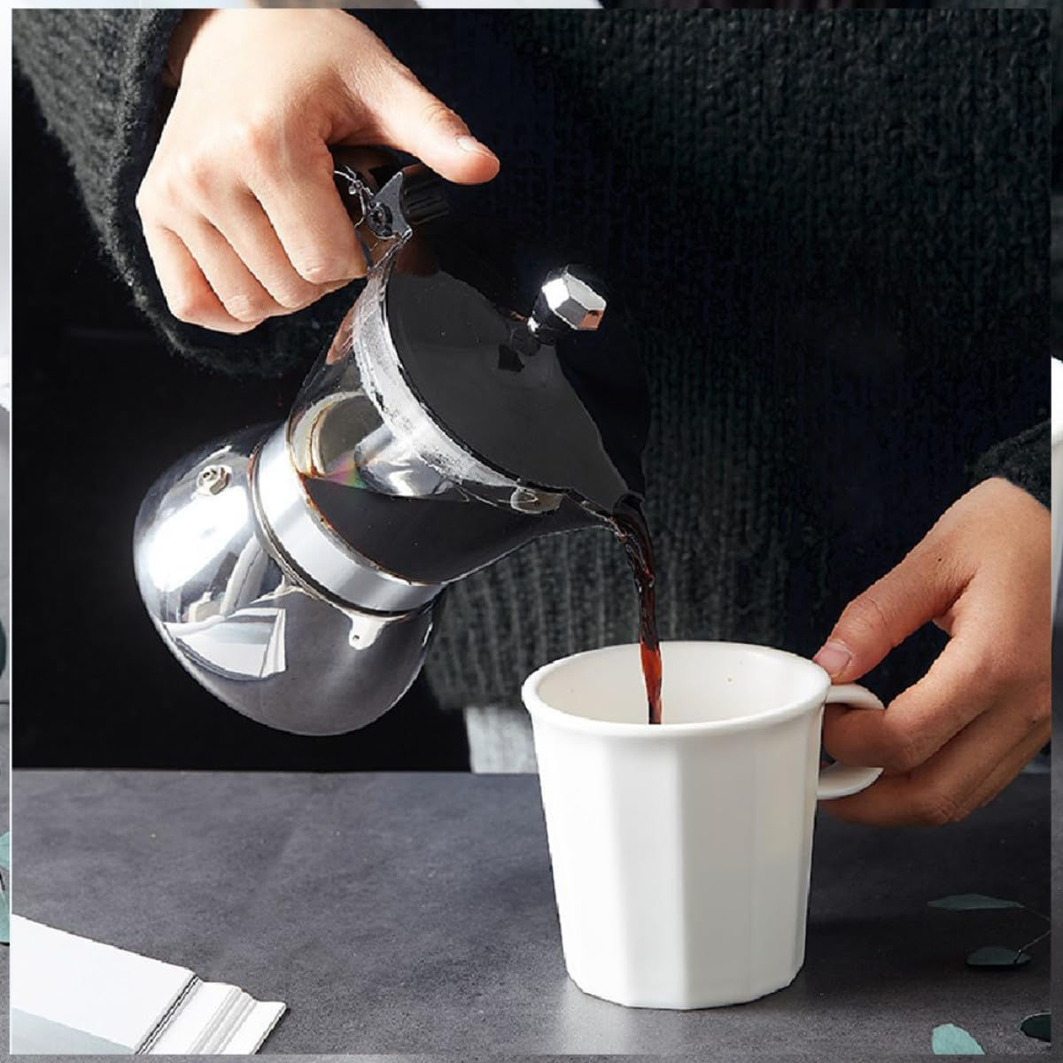 BAZEITFLOW Visible 4-Cup 200Ml Glass Stovetop Coffee Pot Espresso Coffee Maker Household Coffee Kettle for Home Brewing image number 3