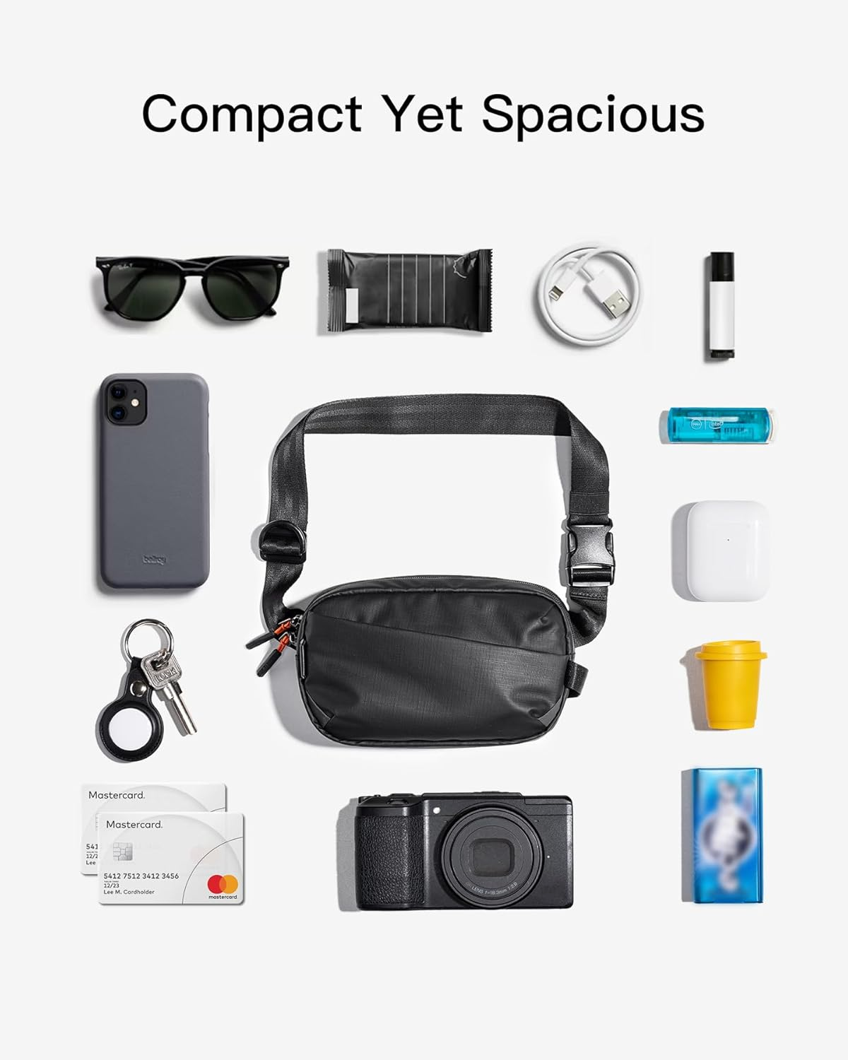 Inateck Sling Bag X-Mini, 1.5L Fanny Pack with RFID Blocking, Belt Bag with Ajustable Shoulder Strap, Water-Resistant Crossbody Bags for Women and Men, Waist Bag for Travel, Hiking, Cycling, Black - Black image number 1