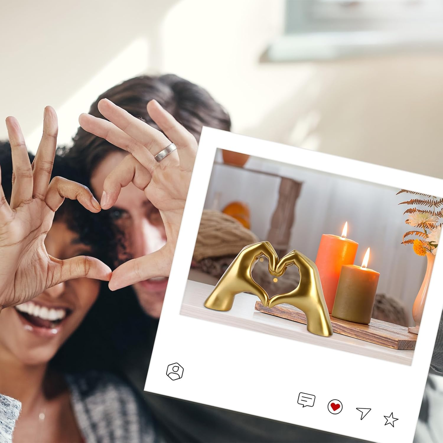 Large Taylor Lover Merch Gold Heart Hands Sculpture Birthday Decorations Gifts Living Room Bedroom Shelf Desk Coffee Table Accessories Statue Bobo Bathroom Home Decor Women Girls Mom(Large) image number 6