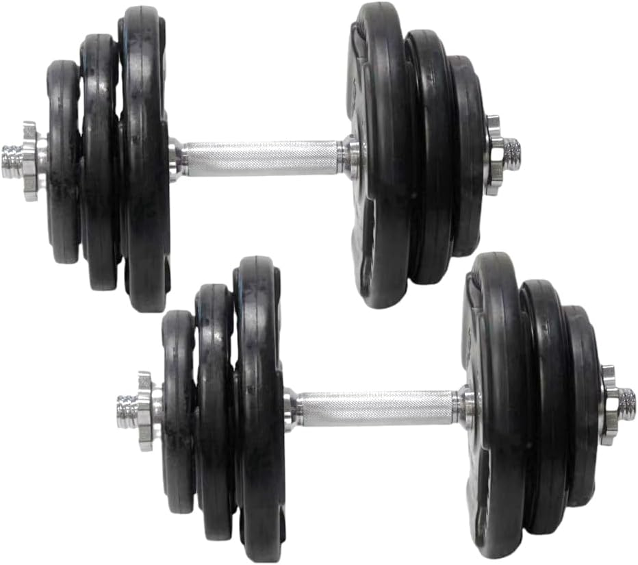 Adjustable Dumbbells Pair, 20KG-60KG Combined Weight, Premium Rubber Weights Set for Full Body Workout, Anti-Roll & Non-Slip Grip Home Fitness Equipment, Quiet & Floor-Safe Gym Weights
