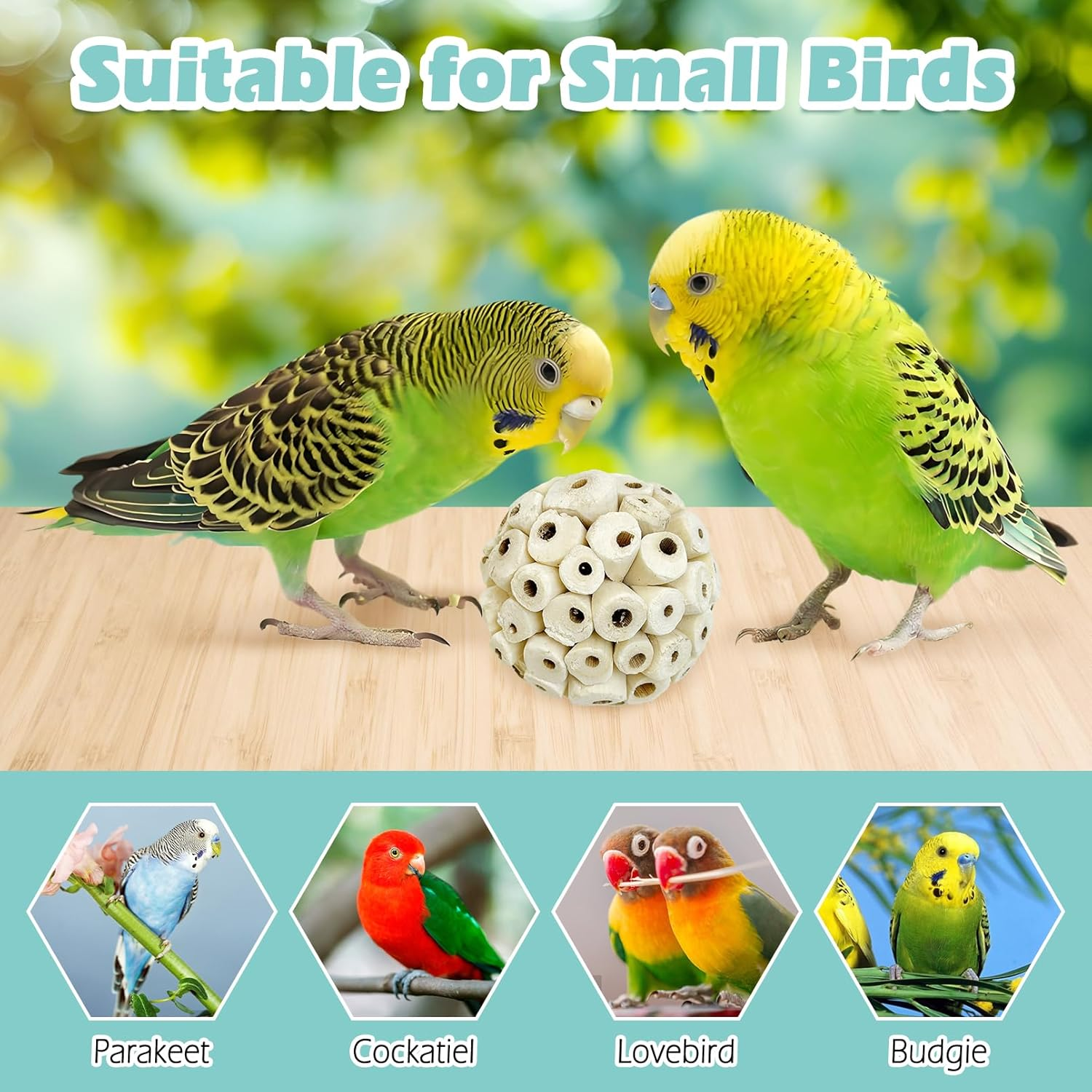 PINVNBY 12 Pack Small Sola Balls Bird Toys Soft & Chewable Bird Chew Ball Natural Sola Plant Lightweight Shred Toy for Parakeet Cockatiel Lovebird Budgie and Similar Sizes Pets image number 2