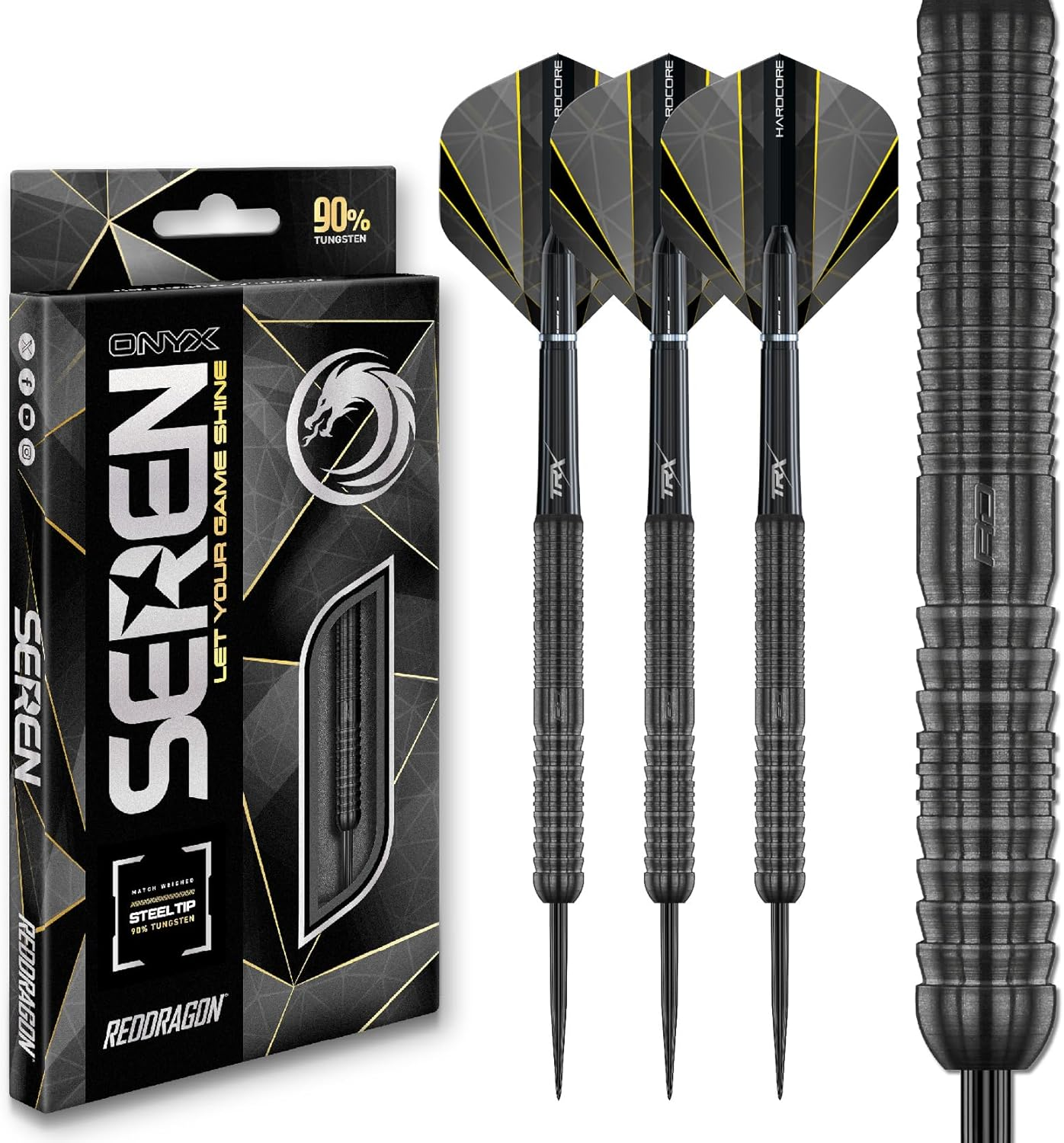 RED DRAGON Darts - Seren Onyx 1 22G - 90% Tungsten Professional Steel Tip Dart Set with Dart Flights and Dart Shafts image number 3