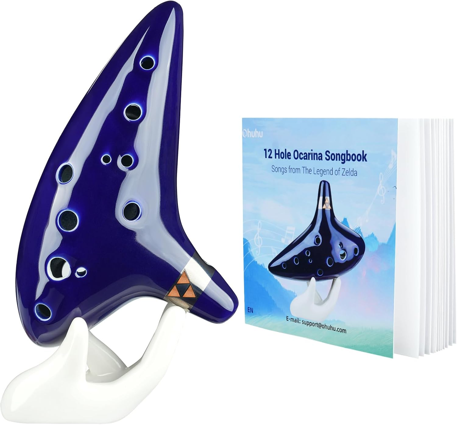 Ohuhu Zelda Ocarina with Song Book (Songs from the Legend of Zelda), 12 Hole Alto C Zelda Ocarinas Play by Link Triforce Zelda Fans with Display Stand Protective Bag