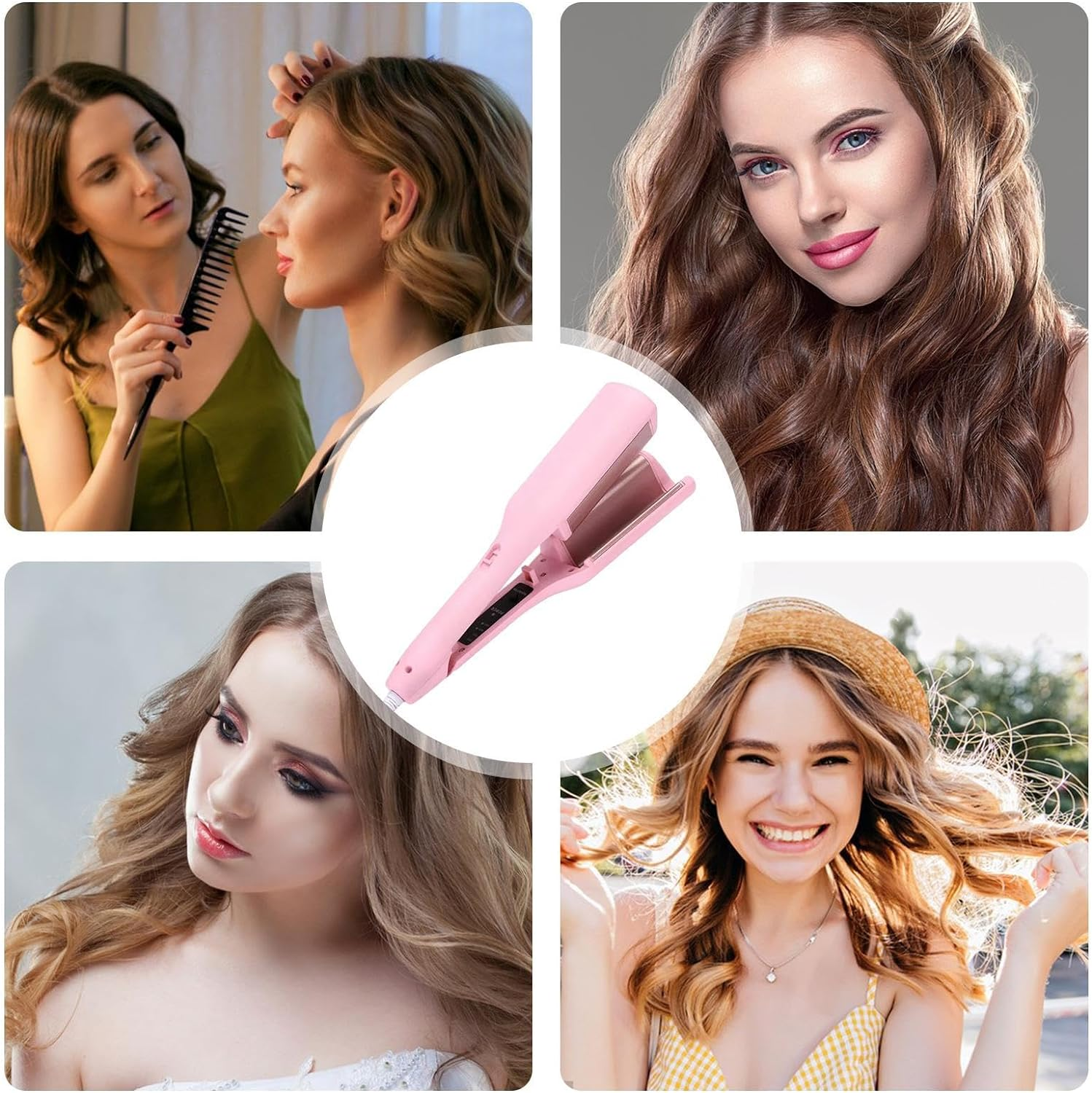 Curling Iron Crimper | 32Mm Temperature Adjustable Wave Heated Iron Volumizing Curling Wand - Hair Styling Iron for Hairstyle Curling Tools, for Travel Spa Salon Home Helves image number 4
