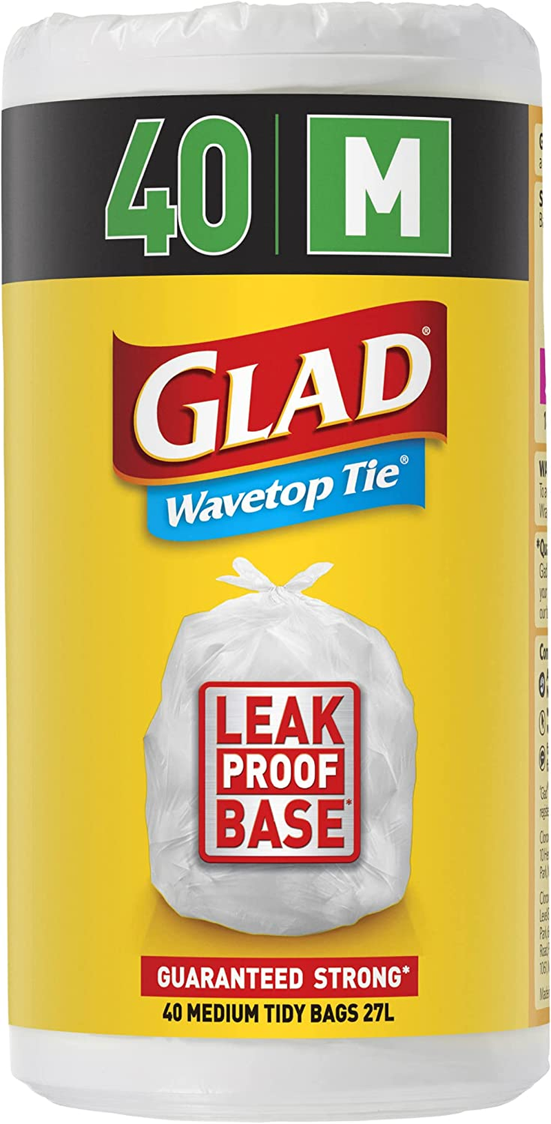 Glad Wavetop Tie Kitchen Tidy Bags, 72 Medium Garbage Bags, Medium Size Fits 27L Bin, 72 Count image number 5