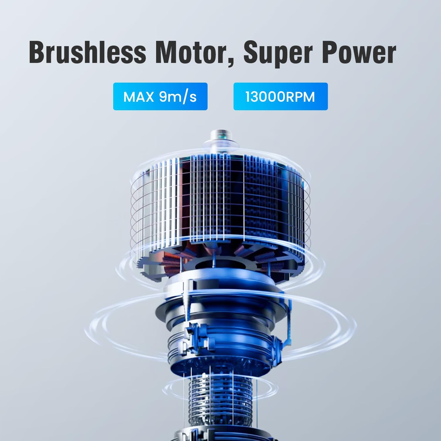 LEMOISTAR Handheld Turbo Fan(30 H Max Cooling Time), Mini Portable Hand Fan, USB Rechargeable Personal Fan, Battery Operated Small Pocket Fan 100 Speeds for Travel/Outdoor/Home/Office-Blue image number 1