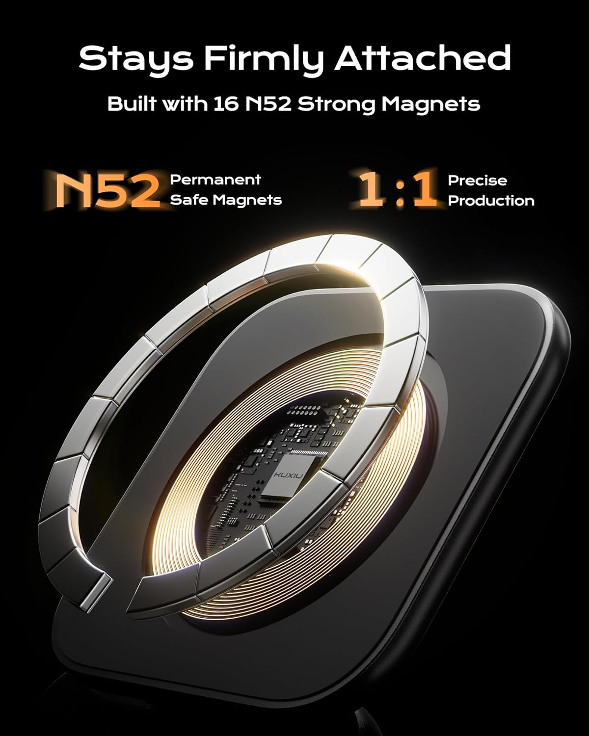 KU XIU X40 Turbo Qi2 25W Magnetic Wireless Charger, Foldable 3-In-1 Wireless Charging Station for Iphone 17/16/15/14/13/12, 5W for Apple Watch & Airpods, Aluminum Alloy Design, 45W Adapter Included image number 3