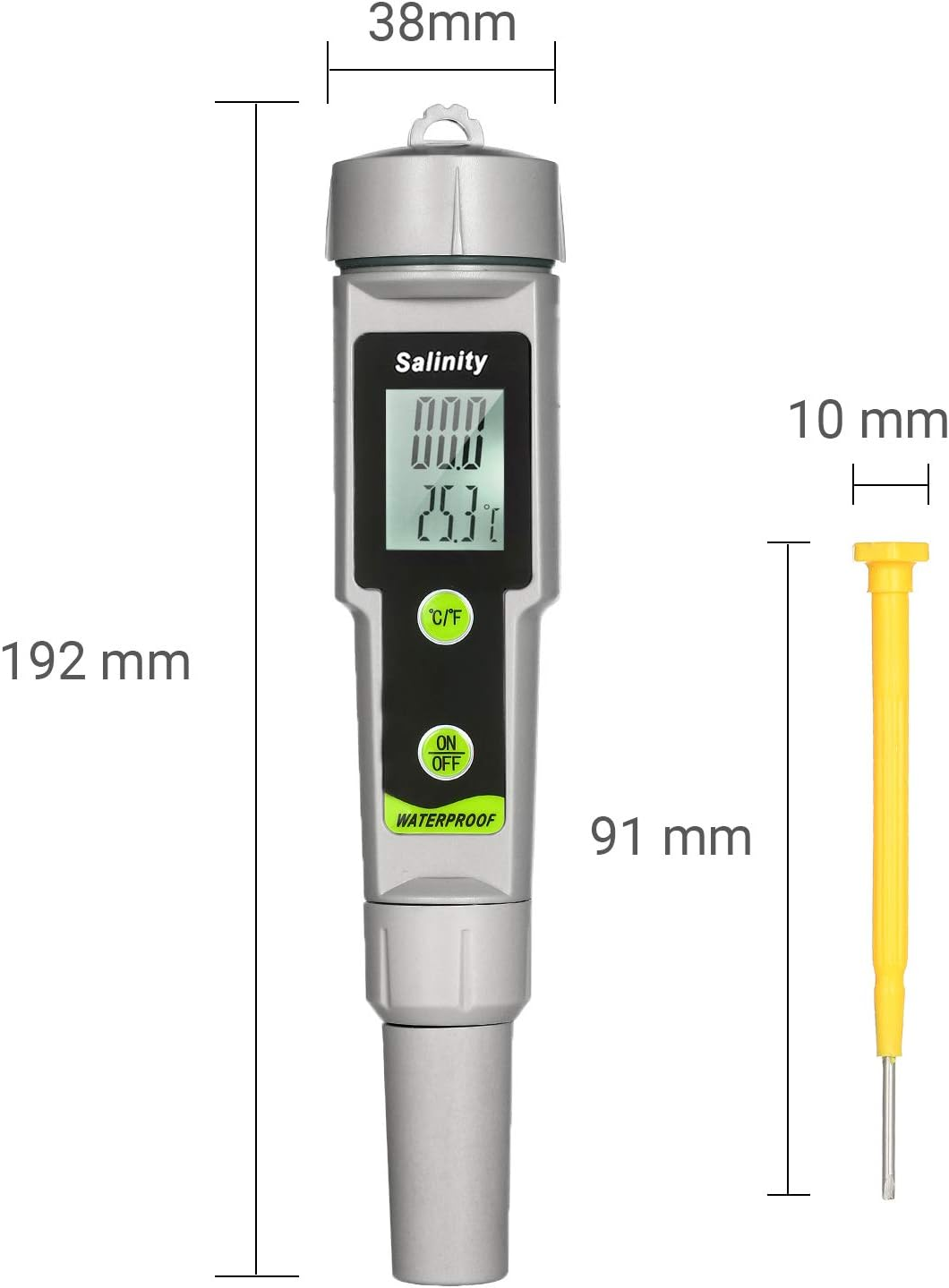 Salinometer Waterproof Salinity Test 2-In-1 Salinity & Temperature Meter Portable Salinity Meter Salimeter Type Salinograph 0~199.9Ppt Range -50~70℃ Temperature Meter ℃/℉ Conversion Beverages image number 6