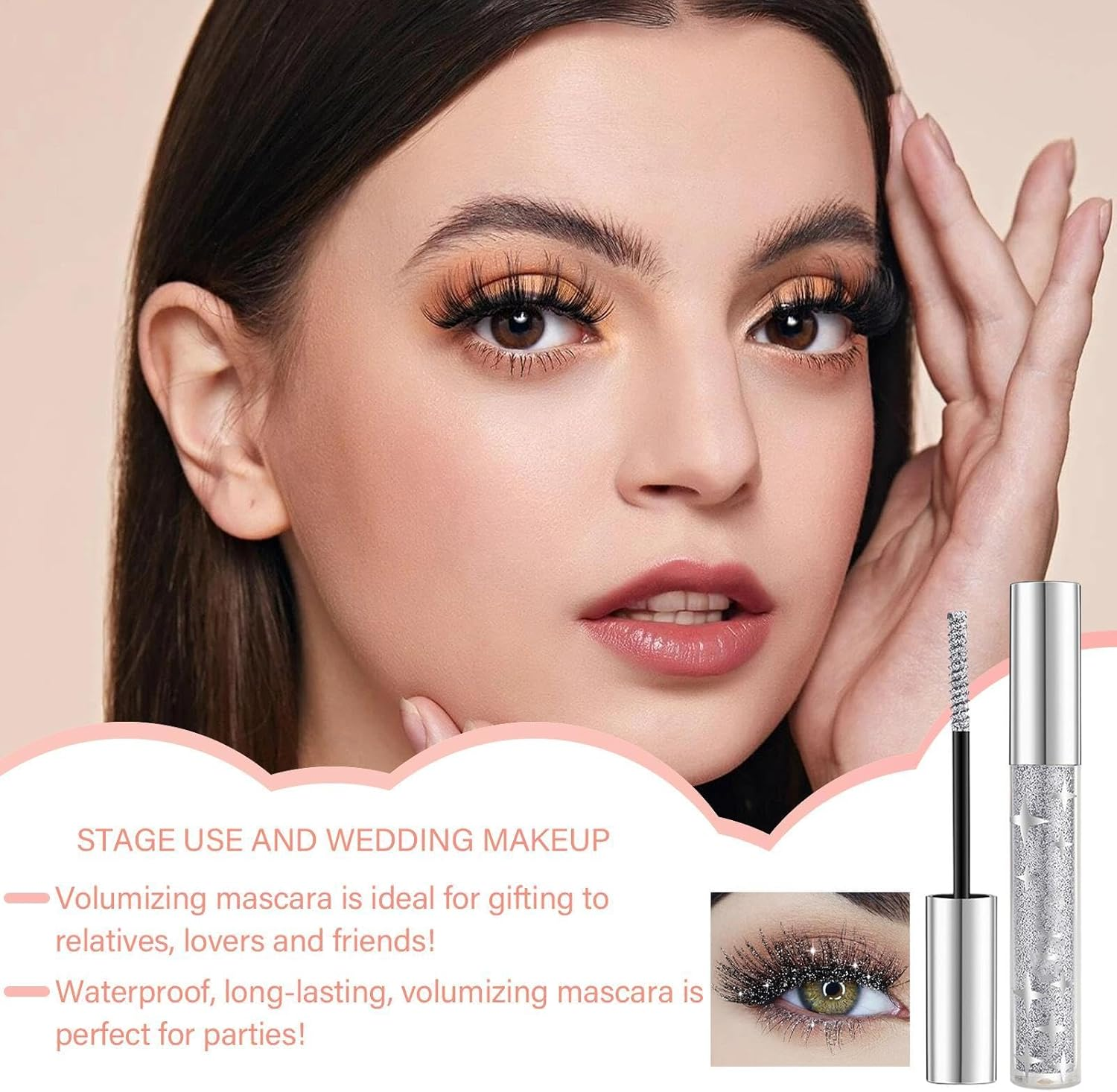 Glitter Mascara Eyeshadow - 3Pcs Diamond Set for Eyelashes, Lengthening Volumizing Colorful Mascara for Women & Girls image number 3