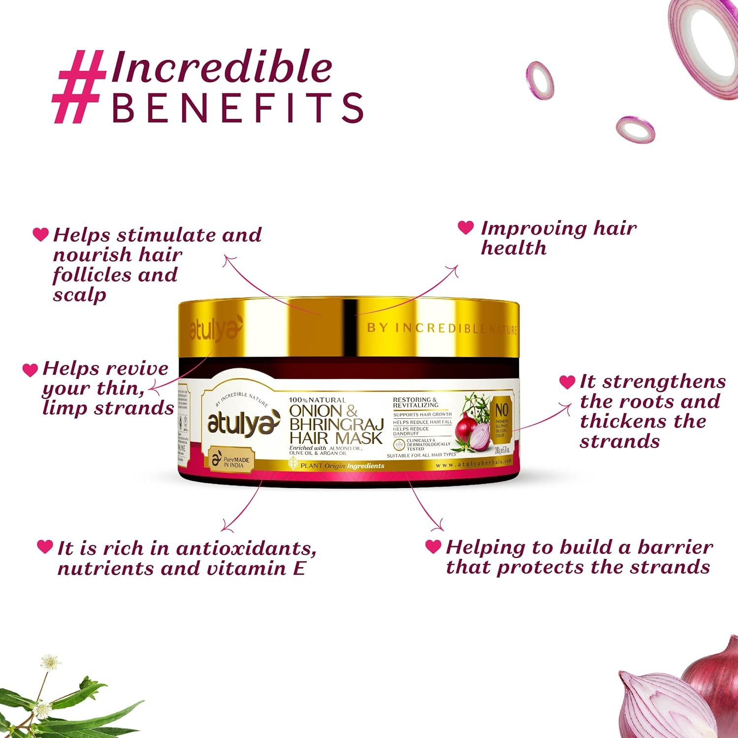 Atulya Onion and Bhringraj Hair Mask Enriched with Almond Oil, 200 Gm image number 3
