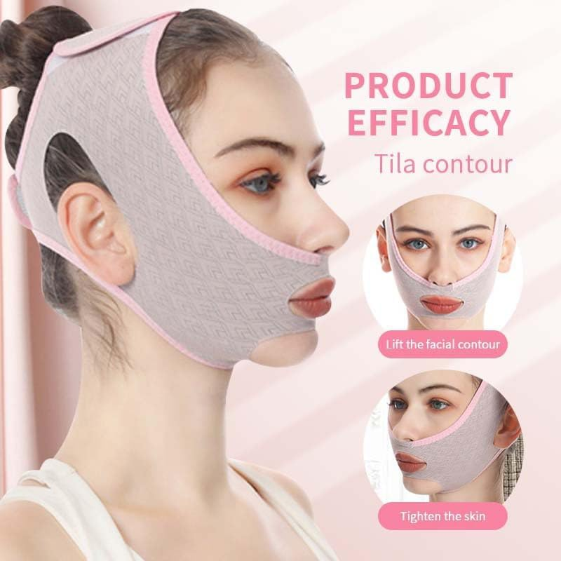 LGLAU Beauty Face Contouring Sleeping Mask Chin Reducer,Reusable V Line Lifting Mask,V Line Shaping Facial Masks,Slimming Face Strap Masks Anti-Aging and Anti-Wrinkle Band,Chin up Mask Face (Pink) image number 1