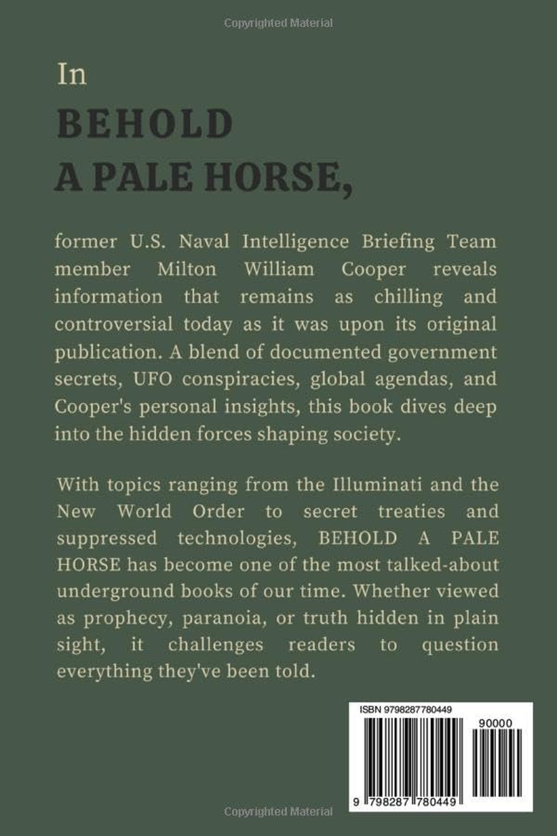 Behold a Pale Horse by Milton William Cooper: Government Secrets, UFO Conspiracies & the New World Order | Cult Classic Expos&eacute; of Hidden Truths and Global Control image number 1