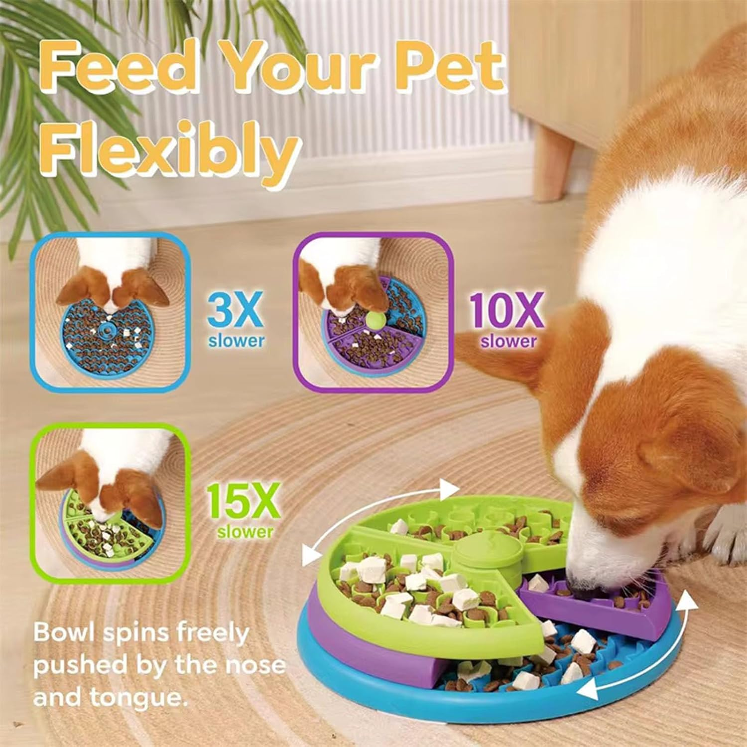 Esenlong Slow Feeder Dog Bowl Eat Interactive Feeder with Non-Slip Feet image number 4