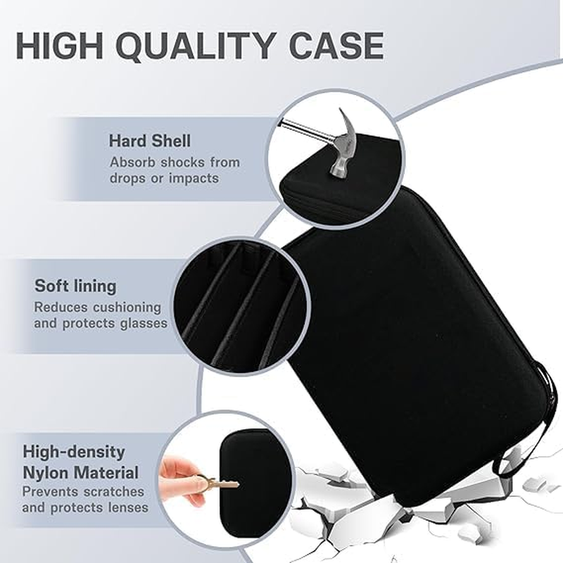 Hard Shell Travel Sunglasses Organizer Case, Portable Eyeglasses Storage Box with Adjustable Dividers & Slots for Multiple Glasses, Sunglass Case for Trip Men and Women image number 1