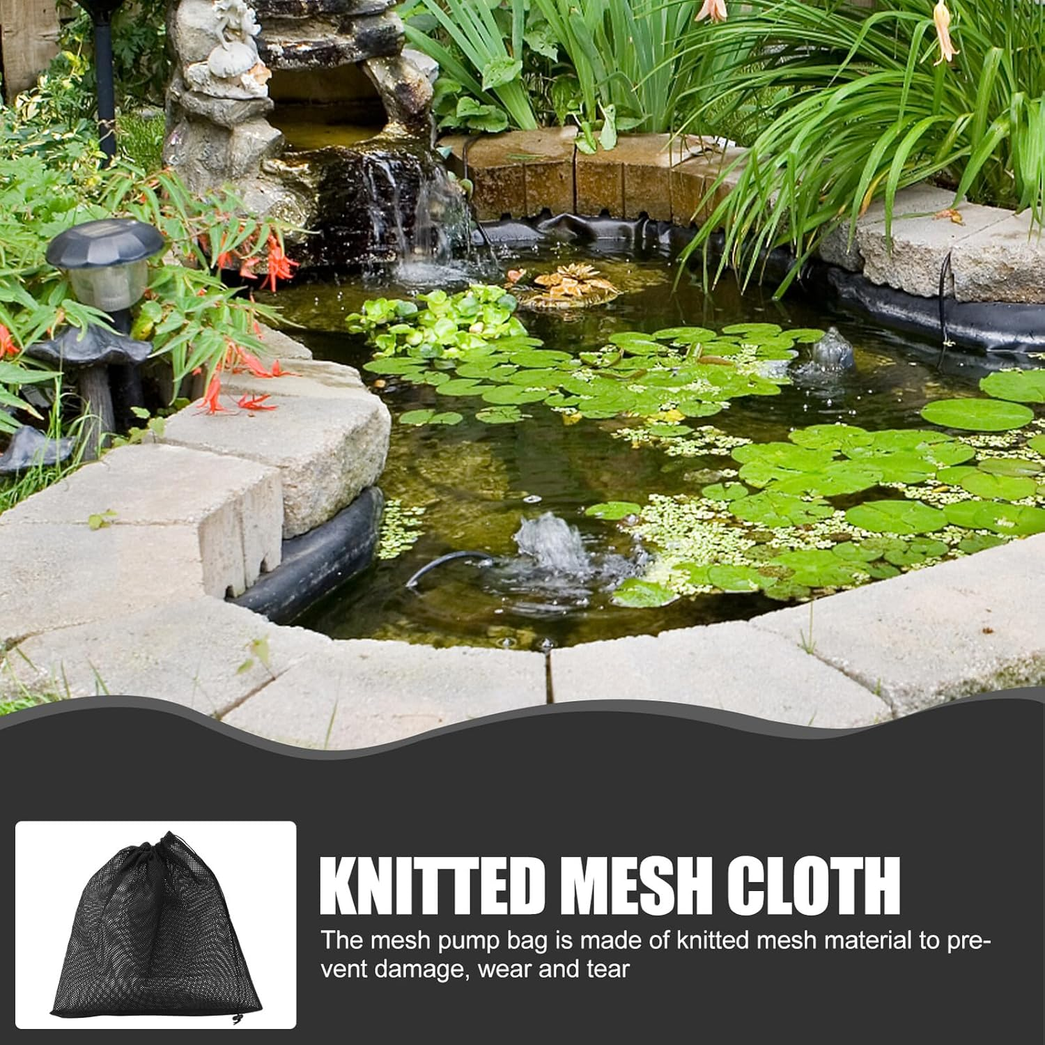 Yardenfun Pump Mesh Bag Large Filter Net for Water Pump Protection Tear-Resistant Mesh Filter Bag to Prevent Dirt Damage Suitable for Home and Outdoor Aquatic Use Black image number 1