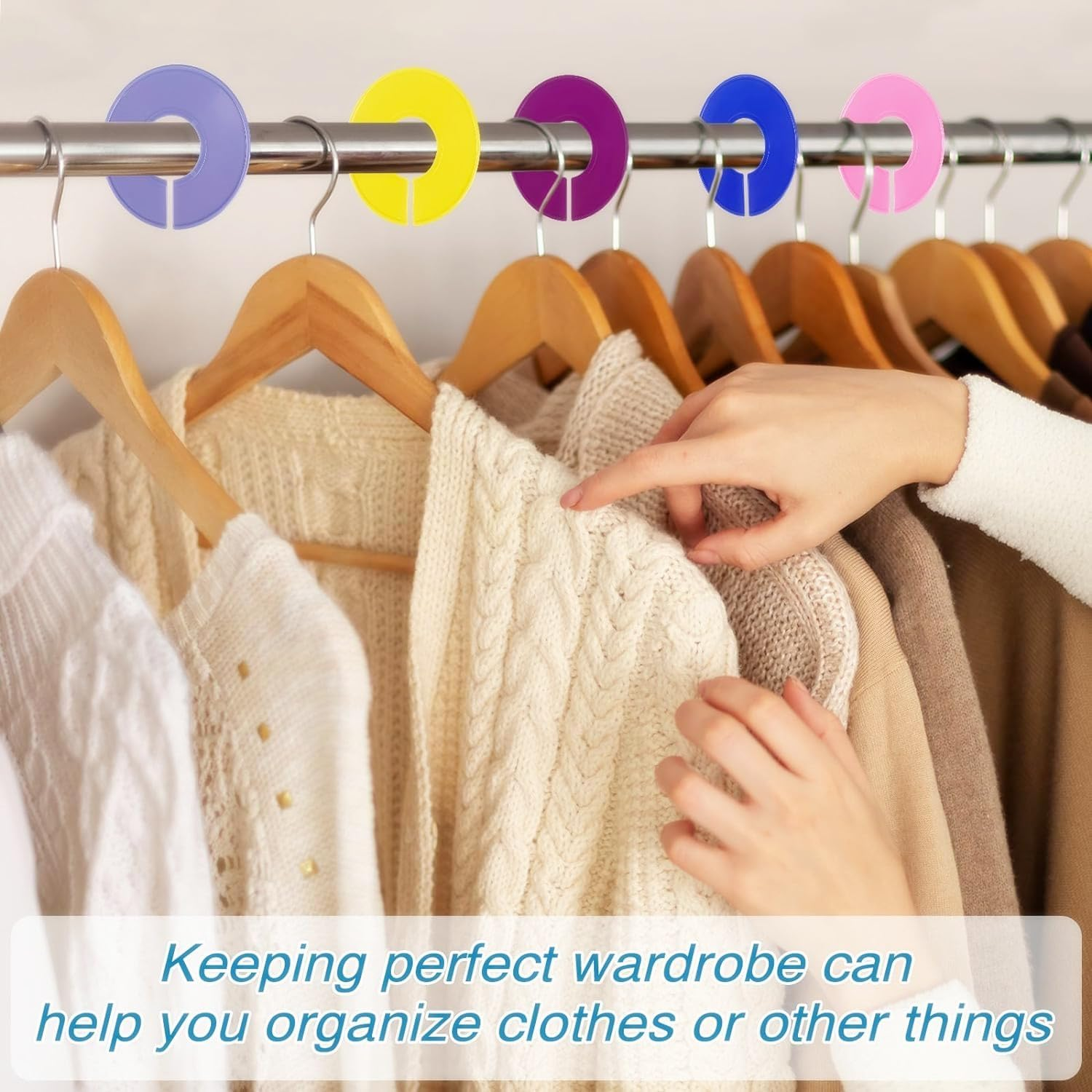 16Pcs Closet Dividers, round Clothing Rack Dividers Plain Closet Dividers for Hanging Clothes, Color Plastic Hanger Tags Clothing Rack Dividers round Closet Labels Reusable Wardrobe Hanger Separator image number 2