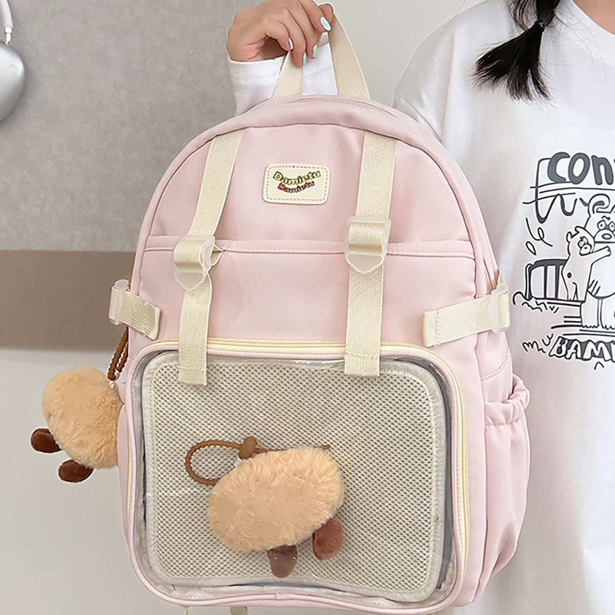 School Backpack for Kids Cute Ita Bag with Pin Display Insert Bookbag for Girls