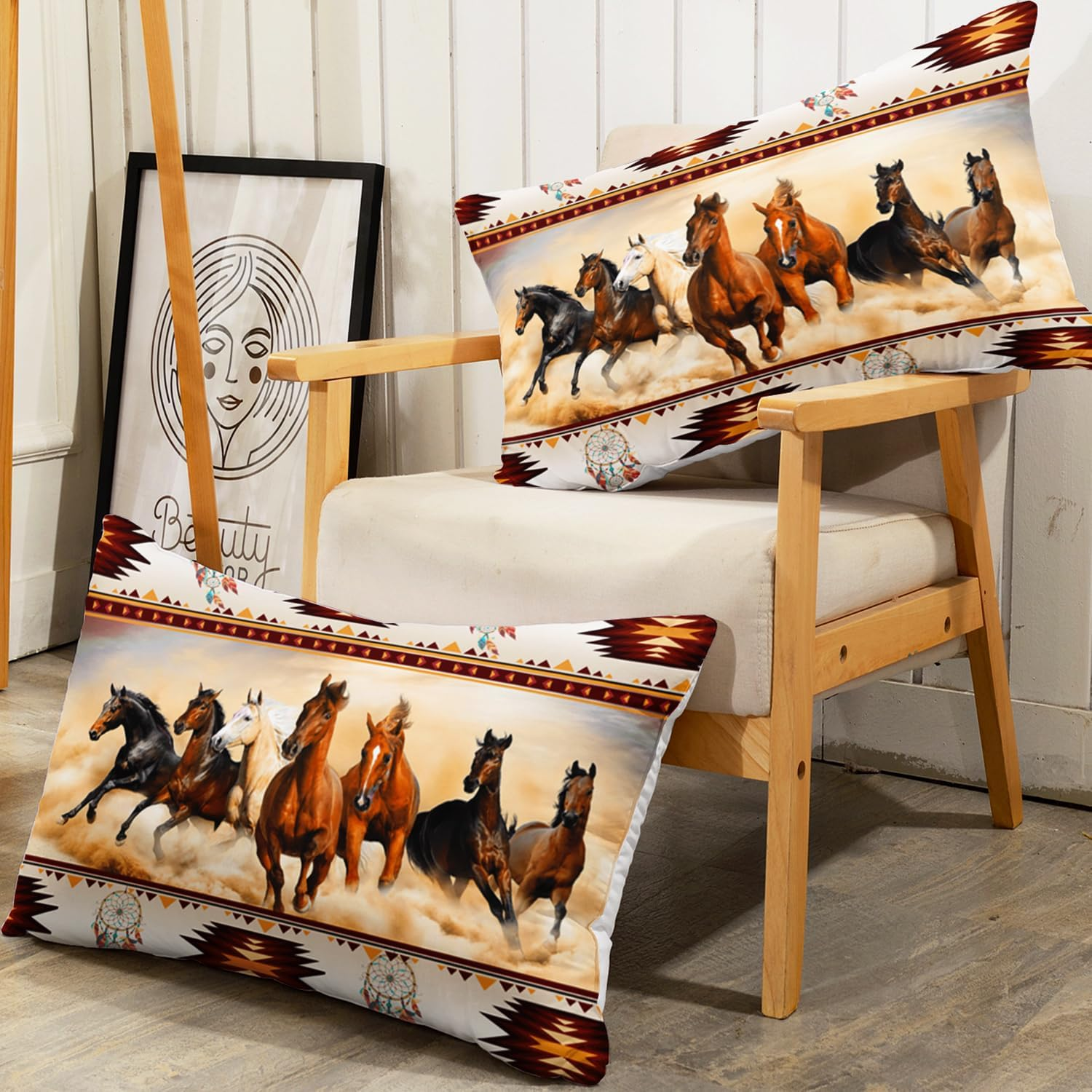 AILONEN 3D Horse Fitted Sheet Set Twin XL Size, Galloping Horse Bedding Set for Kids Girls Boys,Vintage Animal Print Bed Sheet Set for Bedroom Decor,1 Fitted Sheet + 2 Pillowcases,3 Pieces image number 5