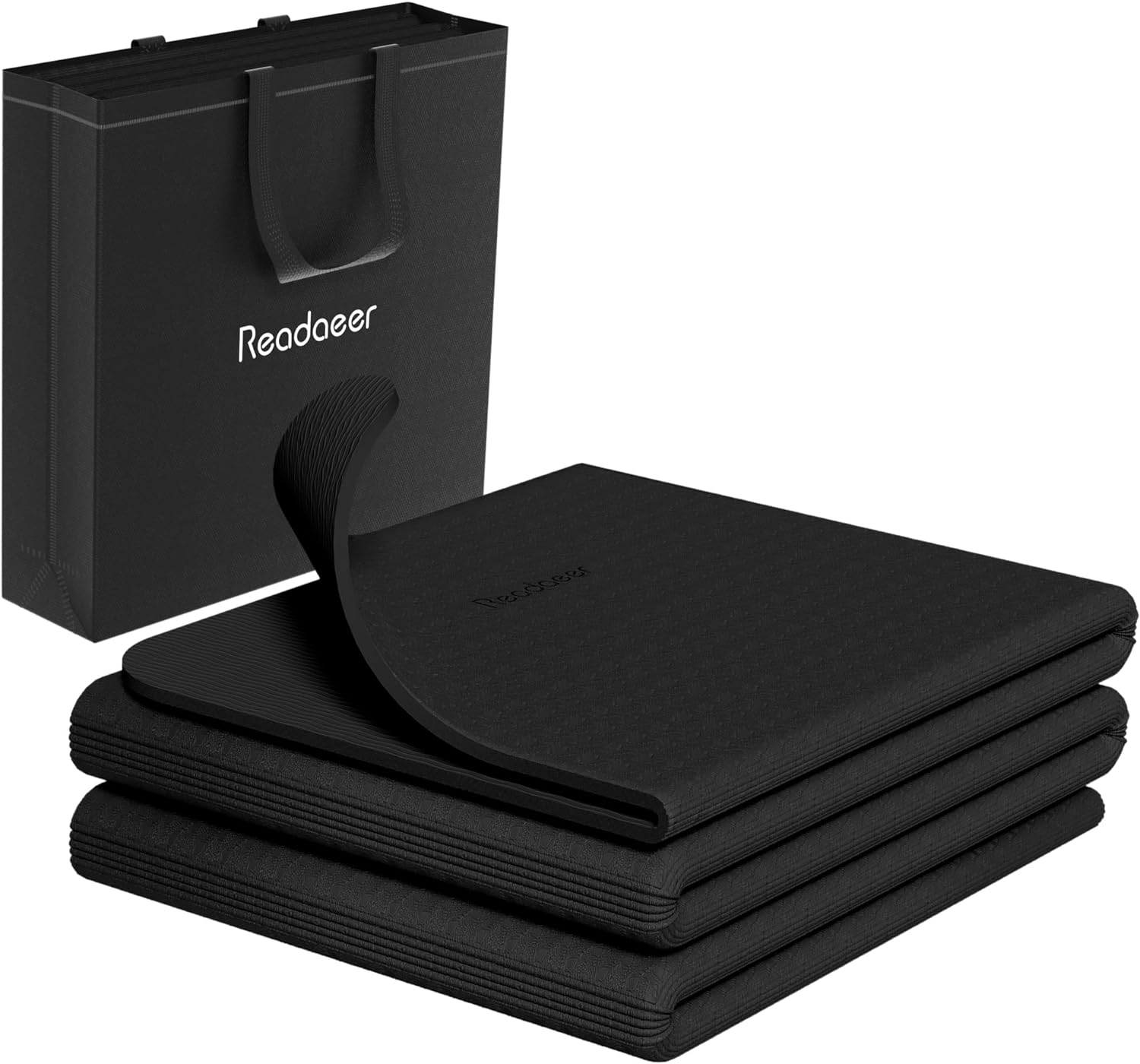 Yoga Mat Non Slip 1/4" TPE Folding Yoga Mat,Readaeer 72"X24" Exercise Yoga Mat- Training Mat Fitness Mat for Women, Men & Children