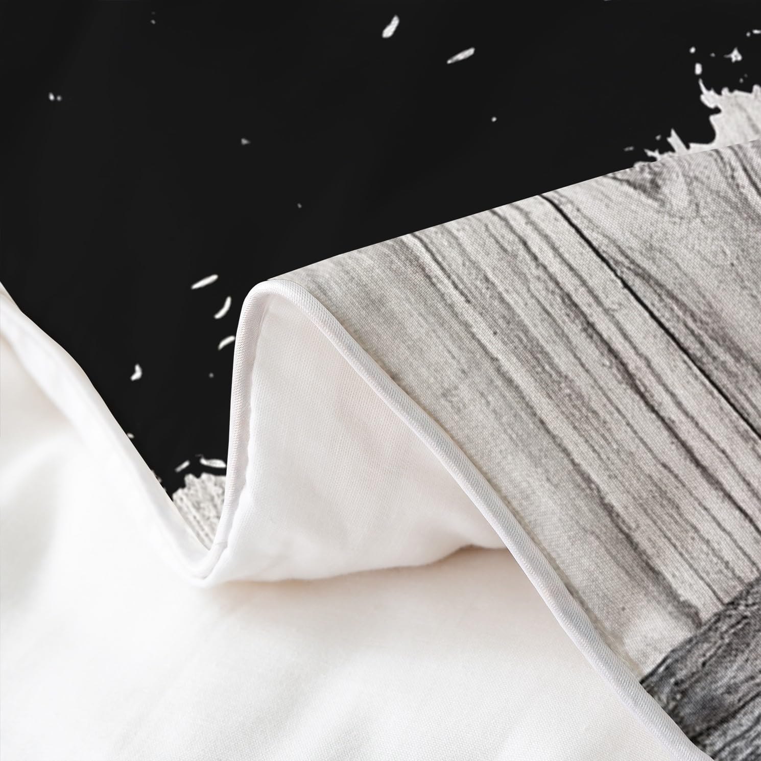 100% Natural Cotton Hunting Deer Elk Duvet Cover, Rustic Farmhouse Style Comforter Cover 220 X 240, Camping Forest Adventure Bed Linen, Country Old Barn Door Quilt Cover Cabin Decor, Black Grey image number 1