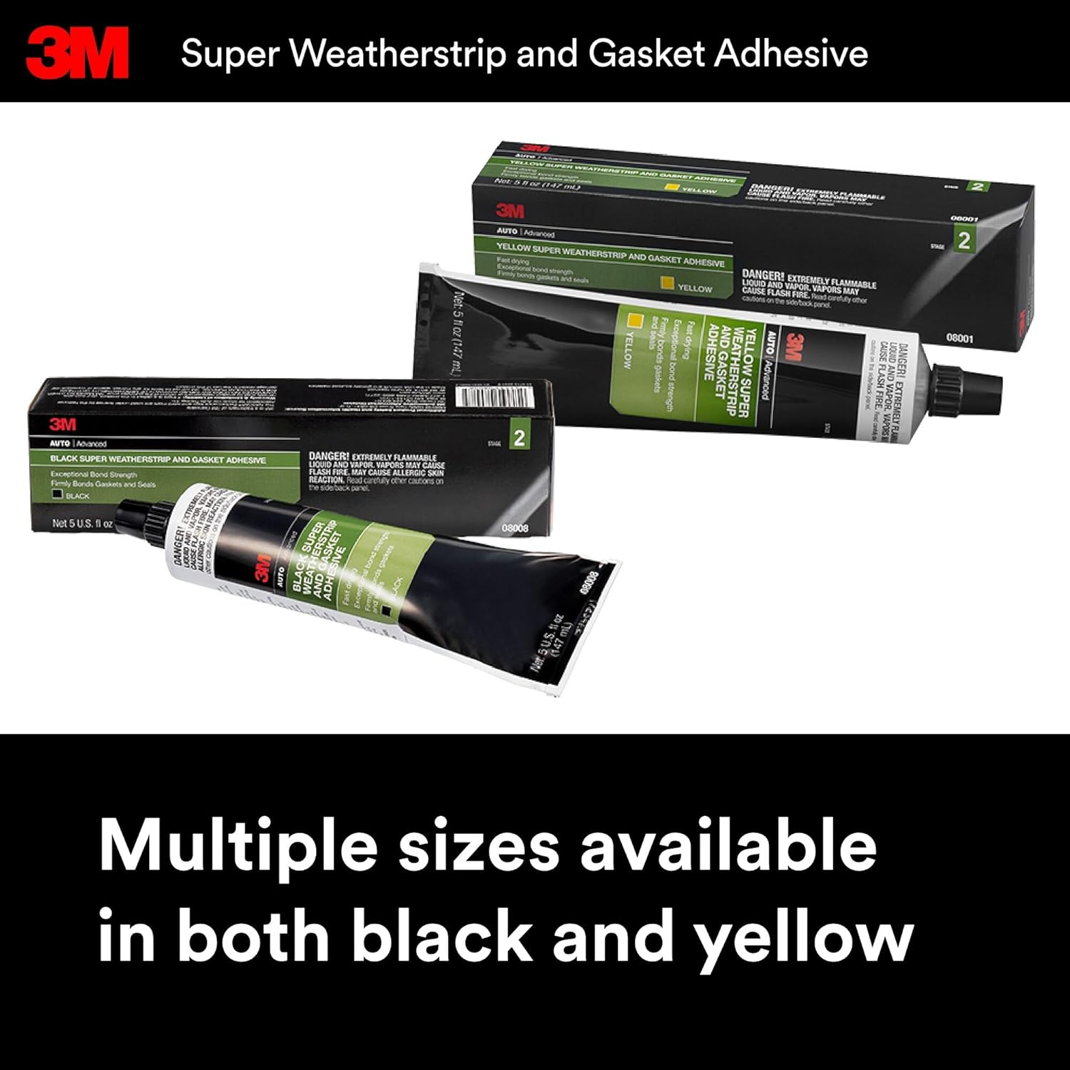 3M 08008 Black Super Weatherstrip Adhesive Tube - 5 Oz. image number 2