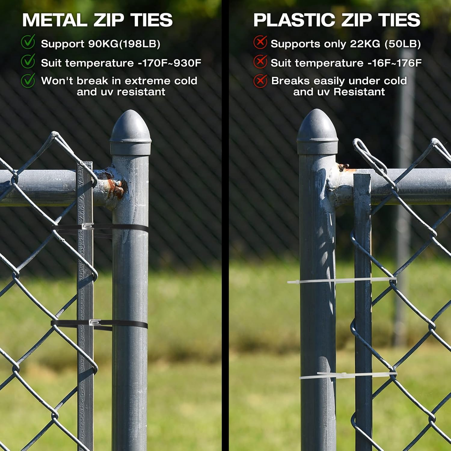 WORKTOOL Stainless Steel Zip Ties, 15.8" Long, 40Pcs, Black, Self Locking, Heavy Duty, Multi-Purpose, Automotive Repair image number 2