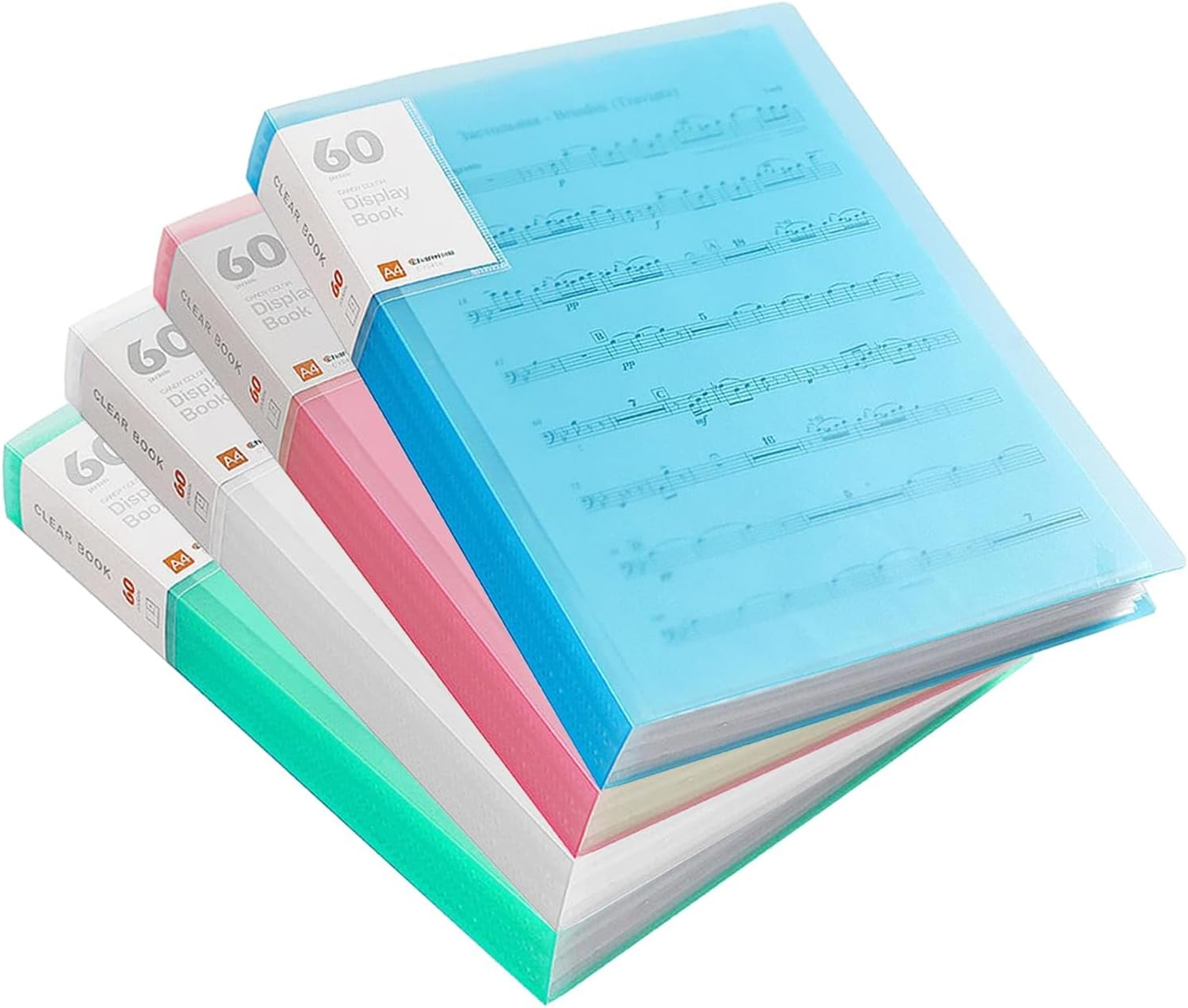 4 Pcs 40 Pockets Presentation Display Book Folder with Clear Sheet Protectors, 4 Colors A4 Waterproof Folder Binder Display 80 Pages Bound Sheet Protector for Document, Sheet Music, Photo, Certificate