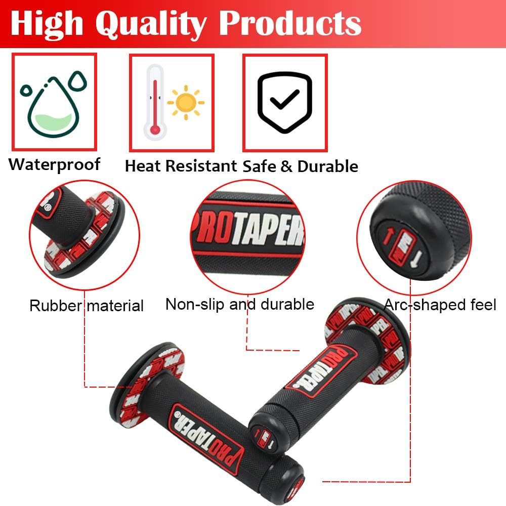 7/8" Motorcycle Handlebar Gel Grip for K.T.M CRF EXC YZF Protaper Pro Conica Motocross Dirt Pit Bike (Red)