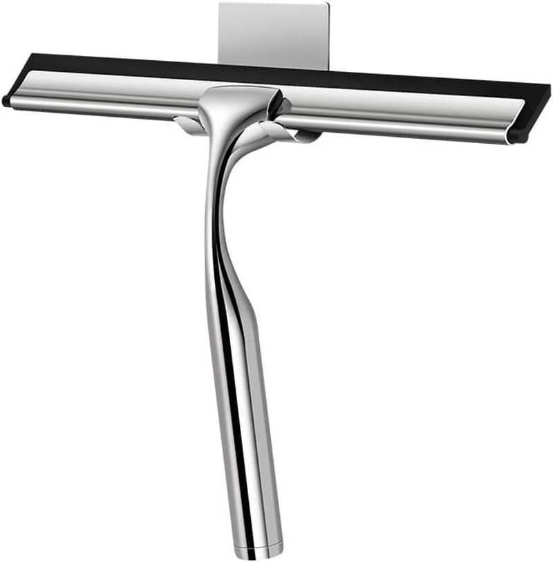 Shower Squeegee Stainless Steel Shower Wiper Shower Scraper with Hanging Hooks, Window, Car Mirror and More (Silver, One Size) image number 2