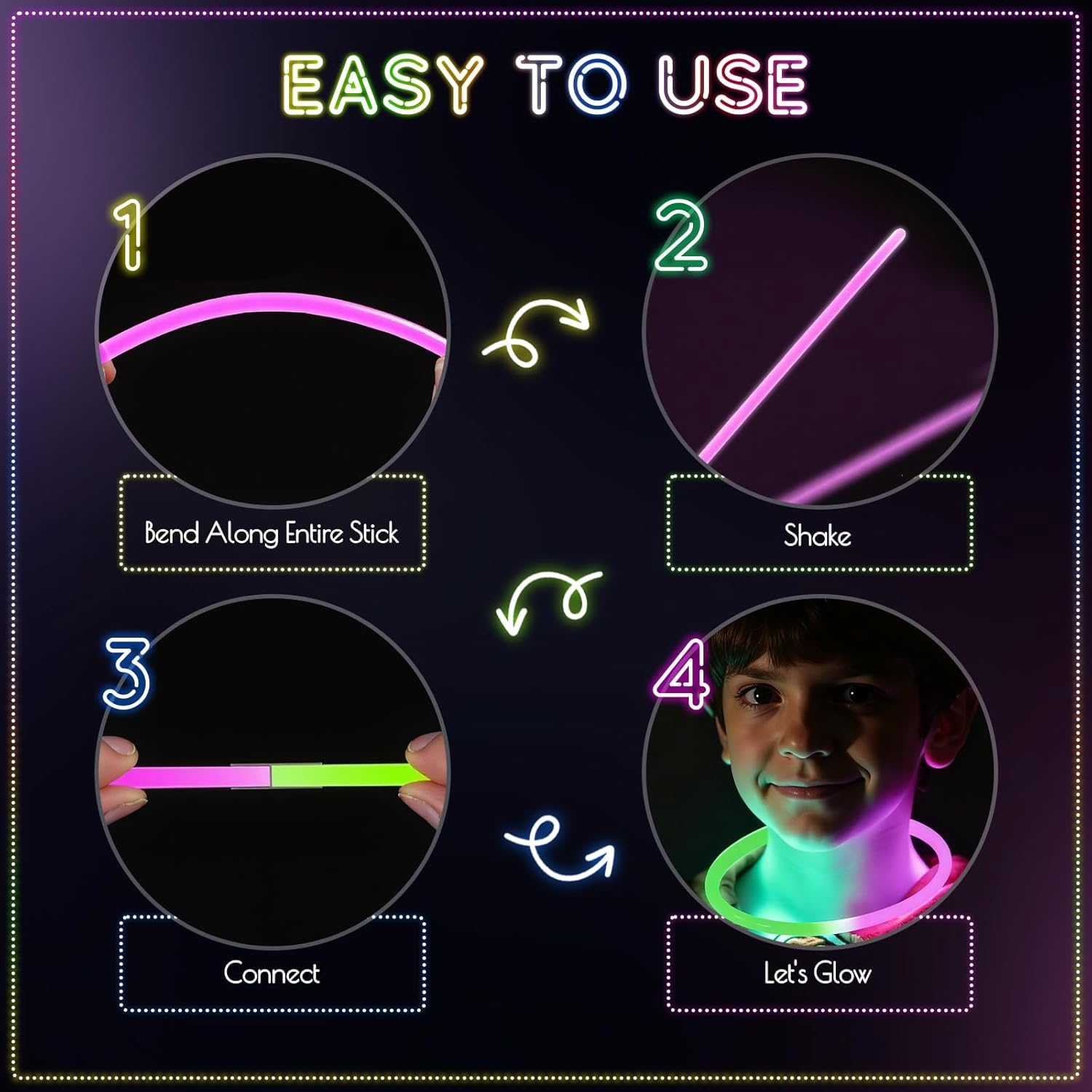 Wukong Glow Sticks 120 PCS - Ultra Bright 6 Colours Glow in the Dark Party Supplies with Connectors for Bracelet Necklace, Glowsticks Party Favours for Halloween, Christmas, Birthday Party Decoration image number 3