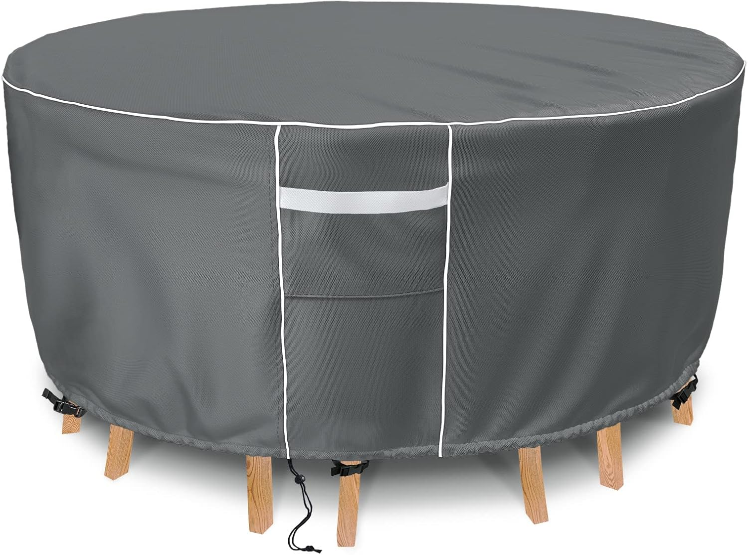 Patio Furniture Covers Waterproof, round Outdoor Furniture Cover, 500D Heavy Duty Patio Table & 6 Chairs Set Cover, All Weather Protection Covers for Outdoor Table Set, 84" Dia X 28" H -Grey image number 3