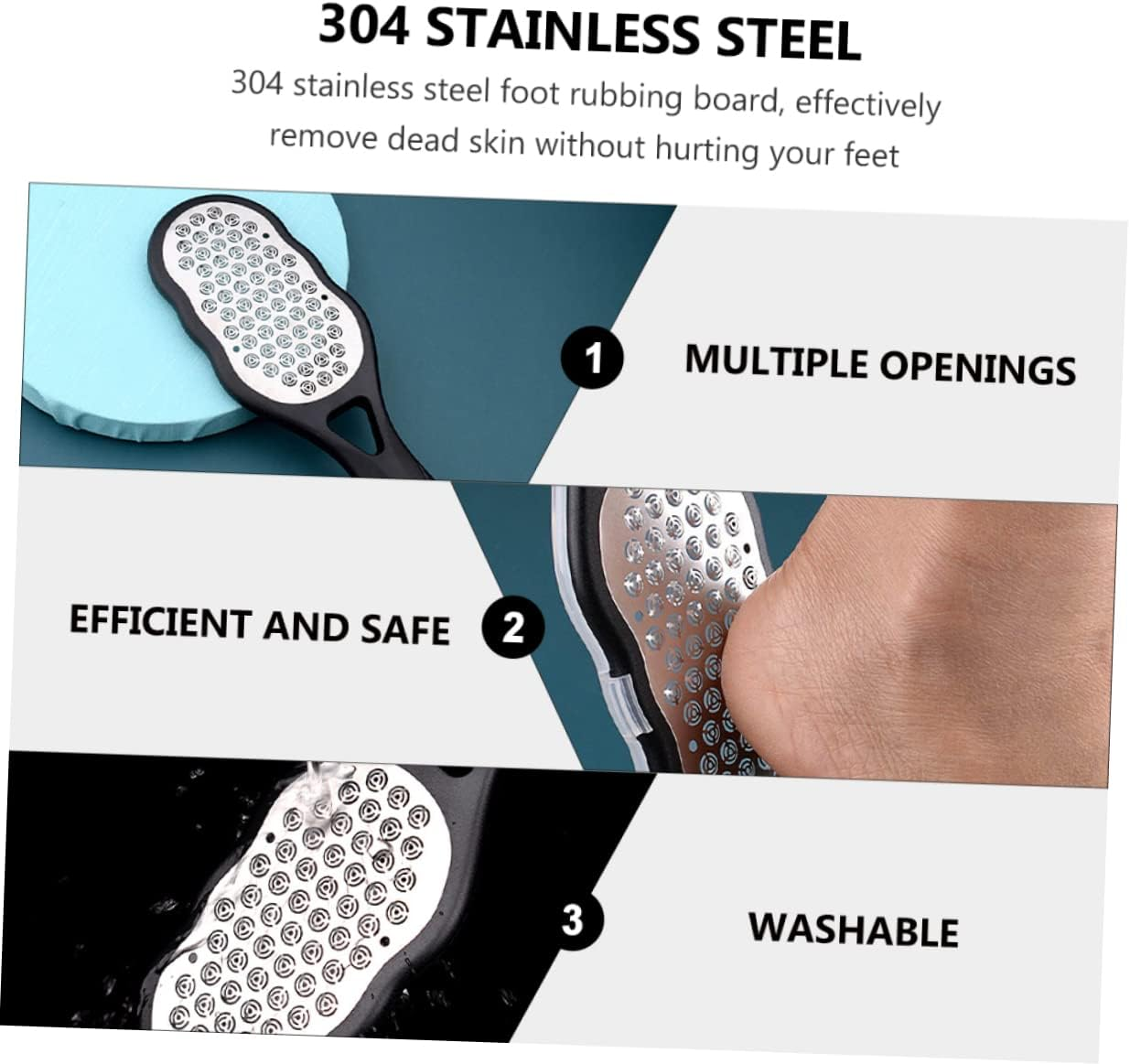 Healeved 1Pc Stainless Steel Foot File Callus Remover Tool Ergonomic Design for Smooth Feet Pedicure Essential for Dead Skin and Corn Removal Black image number 2