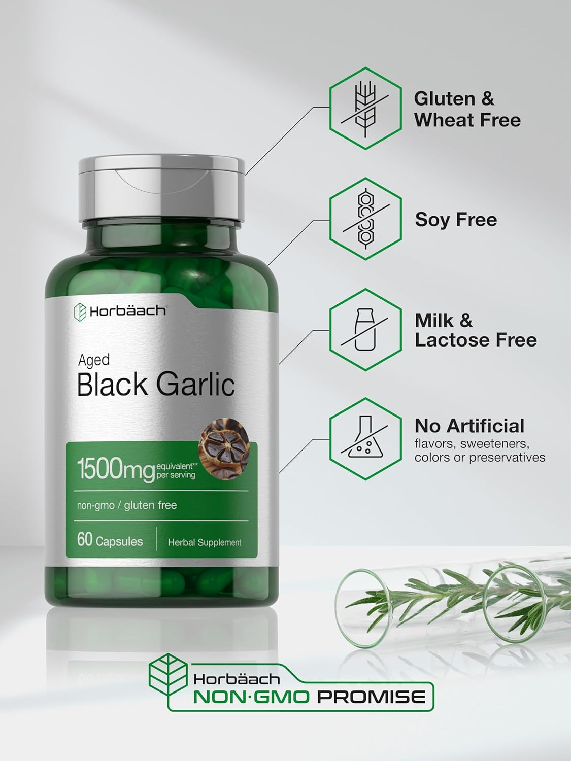 Fermented Black Garlic Capsules | 1000Mg | 60 Count | Non-Gmo, Gluten Free | by Horbaach image number 5